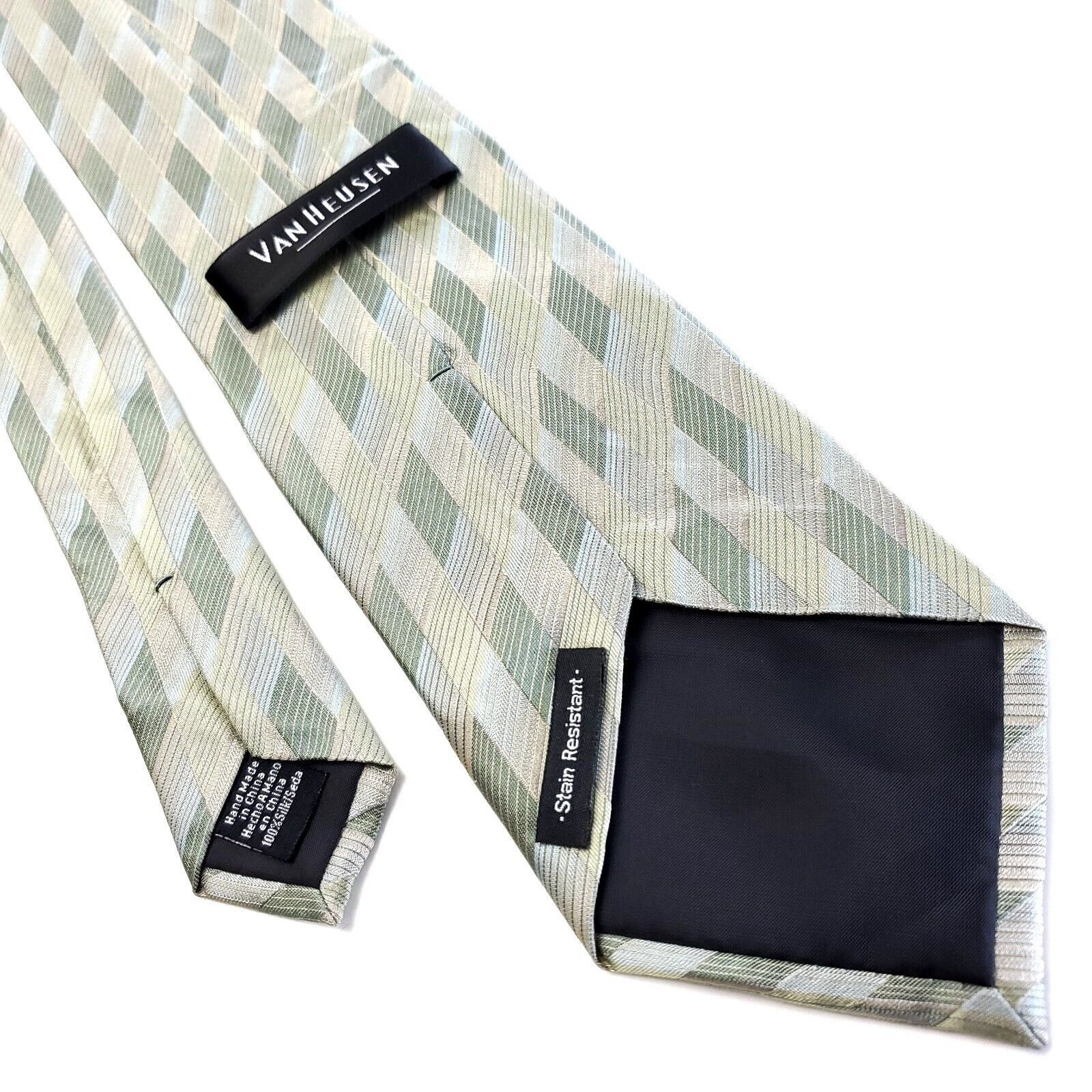 Van Heusen Van Heusen Green Silk Tie Woven Check Size ONE SIZE - 3 Thumbnail