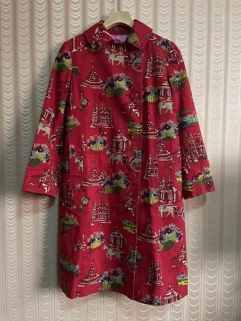 Comme des Garcons Comme Des Garcons Red print trench coat jacket Size M / US 6-8 / IT 42-44 - 1 Thumbnail