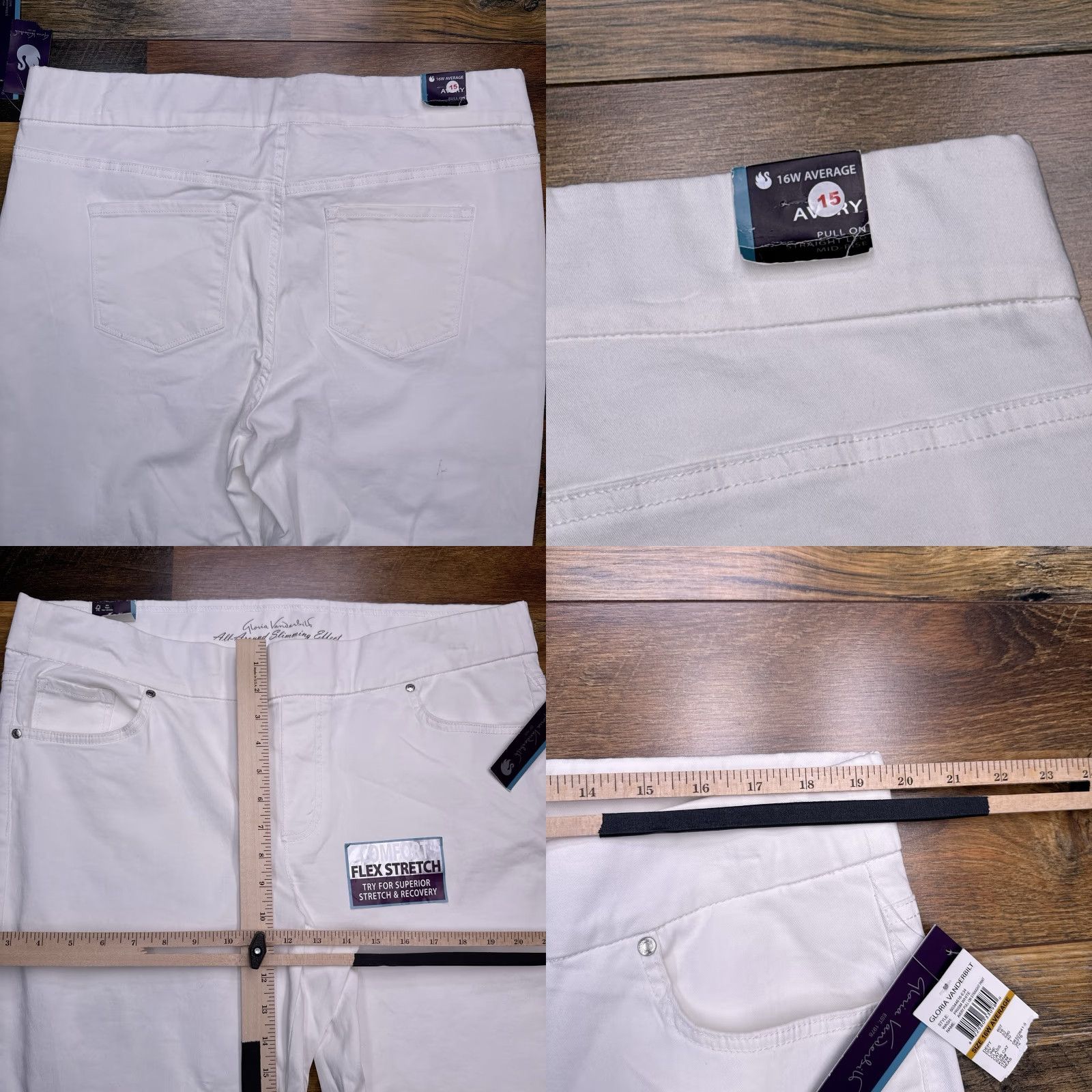 Gloria Vanderbilt Gloria Vanderbilt Pants 16W White Denim Straight Pull On High Rise Chino Stretch Womens Plus Regular Mid Rise 30in Inseam Trousers Size 38" / US 16 / IT 52 - 9 Thumbnail