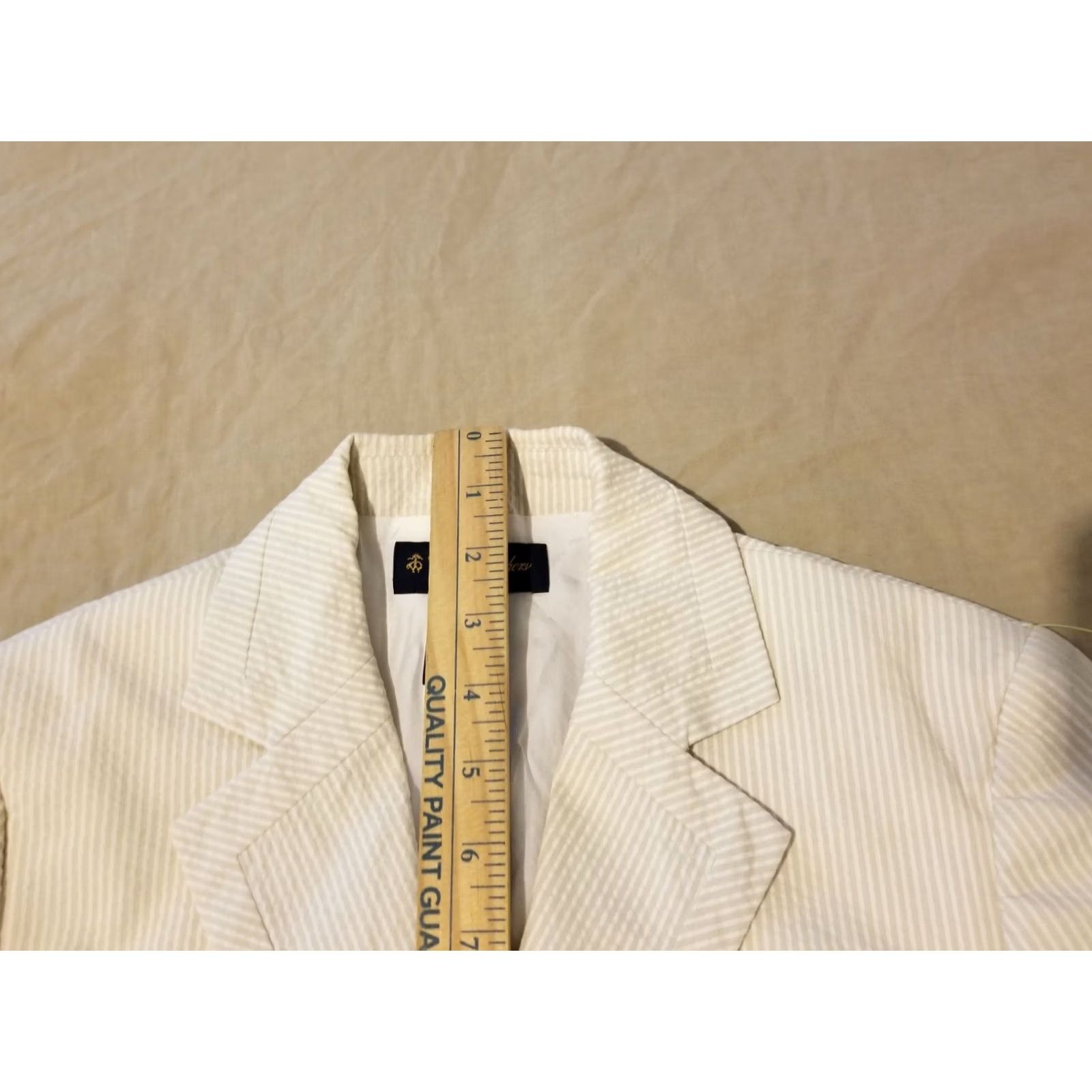 Brooks Brothers Womens Brooks Brothers Jacket Blazer 2 Khaki Cotton Seersucker Size XS / US 0-2 / IT 36-38 - 5 Thumbnail