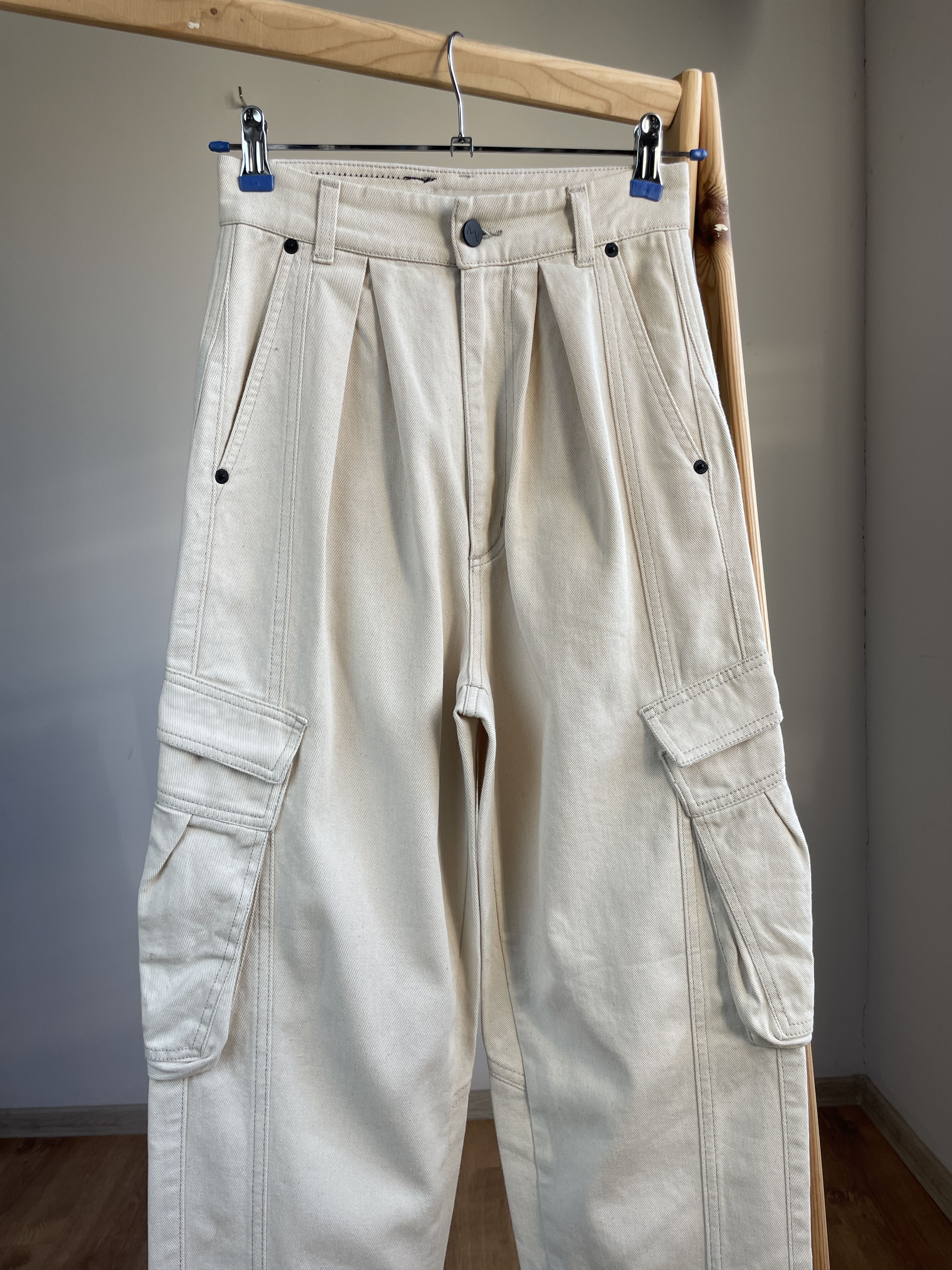 Other The Mannei Plana Ivory Womens Cargo Jeans Size US4/UK6/IT38 Size 27" / US 4 / IT 40 - 3 Thumbnail
