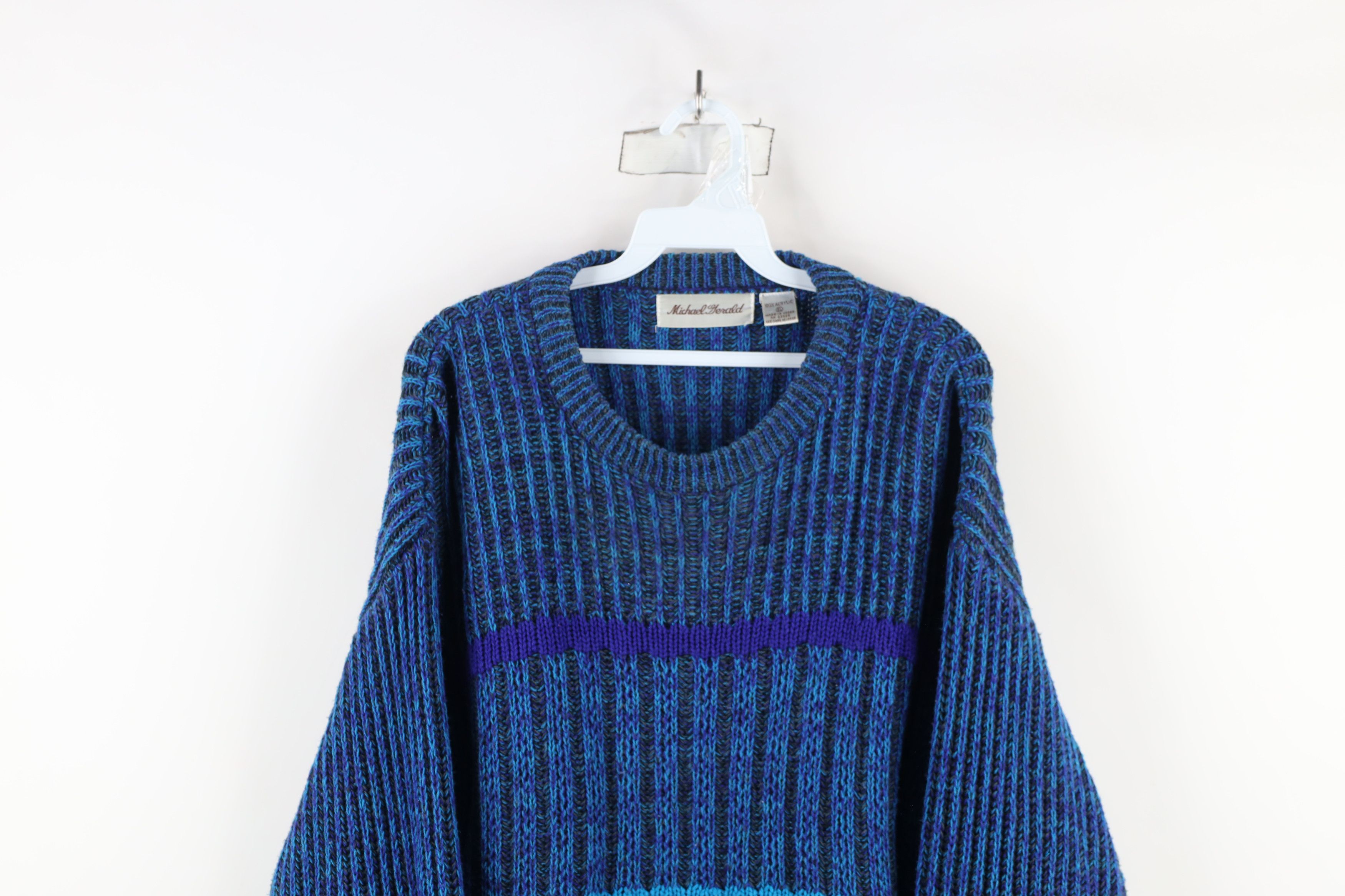 Vintage Vintage 90s Streetwear Chunky Ribbed Knit Crewneck Sweater Size XL / US 12-14 / IT 48-50 - 2 Thumbnail