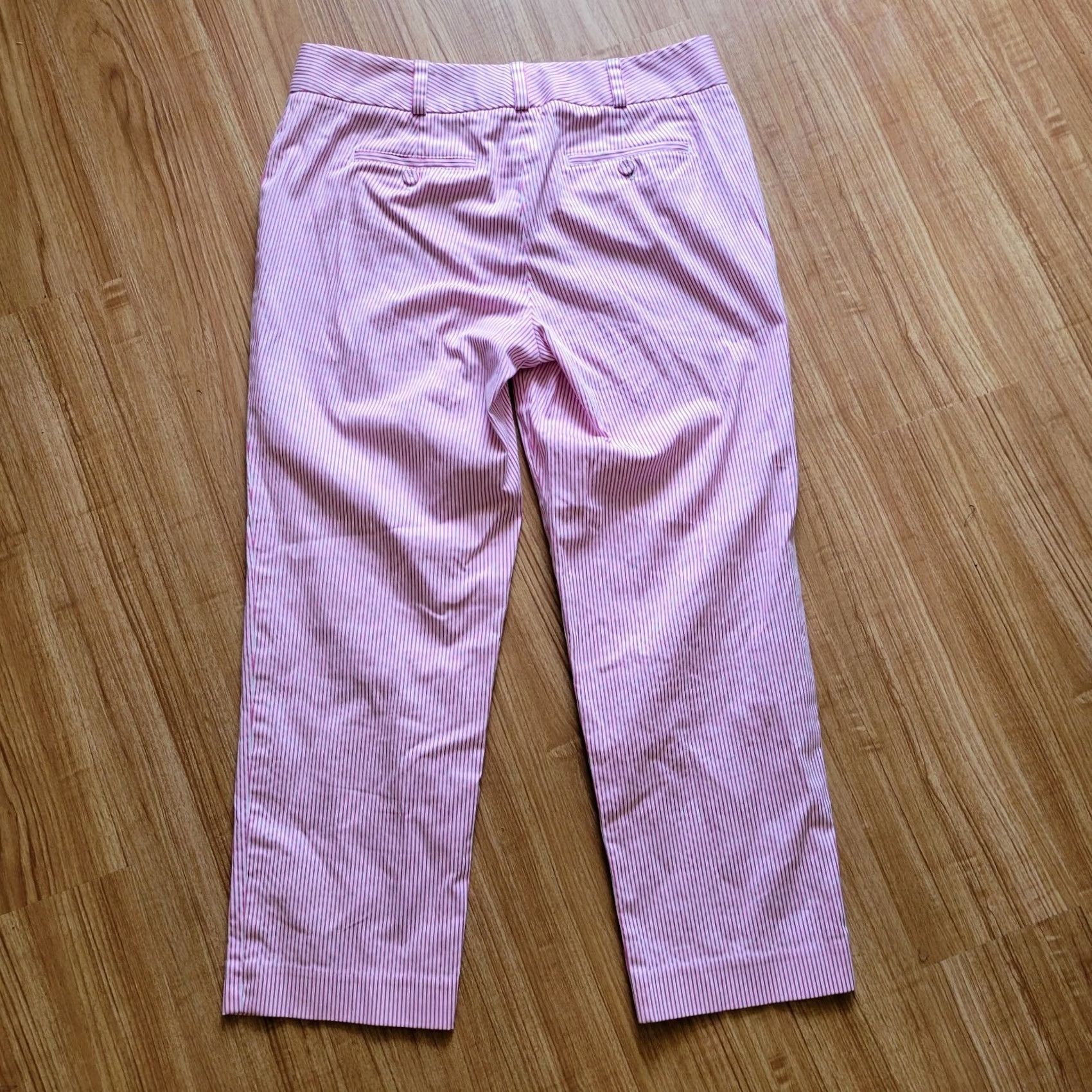 Talbots VINTAGE Talbots Womens Signature Cropped Pants Striped Pink White Size 8 Slim/ Skinny Inseam 25" Womens Size 30" / US 8 / IT 44 - 7 Thumbnail