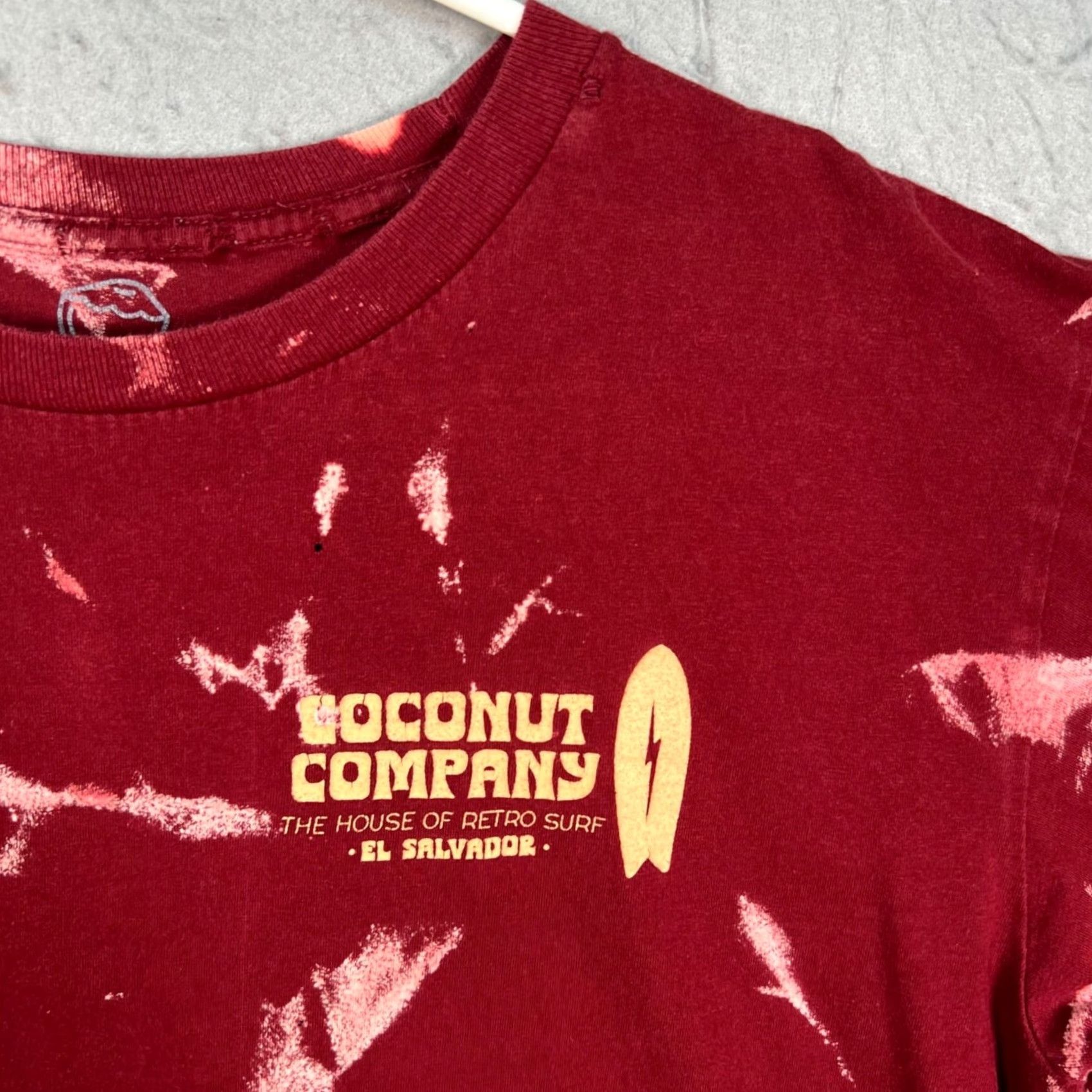 Vintage Coconut Company Womens XL Maroon Red Tie-Dye Surf T Shirt Size XL / US 12-14 / IT 48-50 - 4 Thumbnail