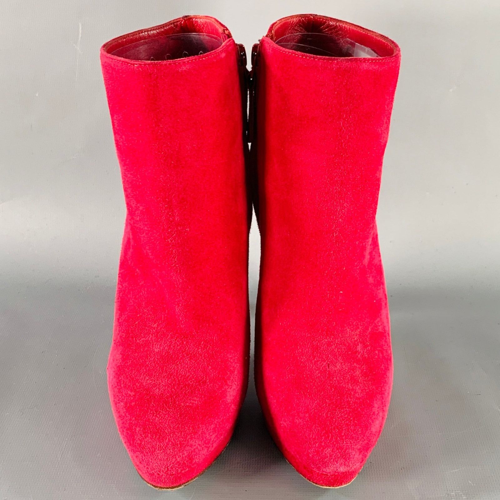 Alexander McQueen ALEXANDER MCQUEEN Size 8 Red Suede Platform Ankle Boots Size US 8 / IT 38 - 4 Thumbnail