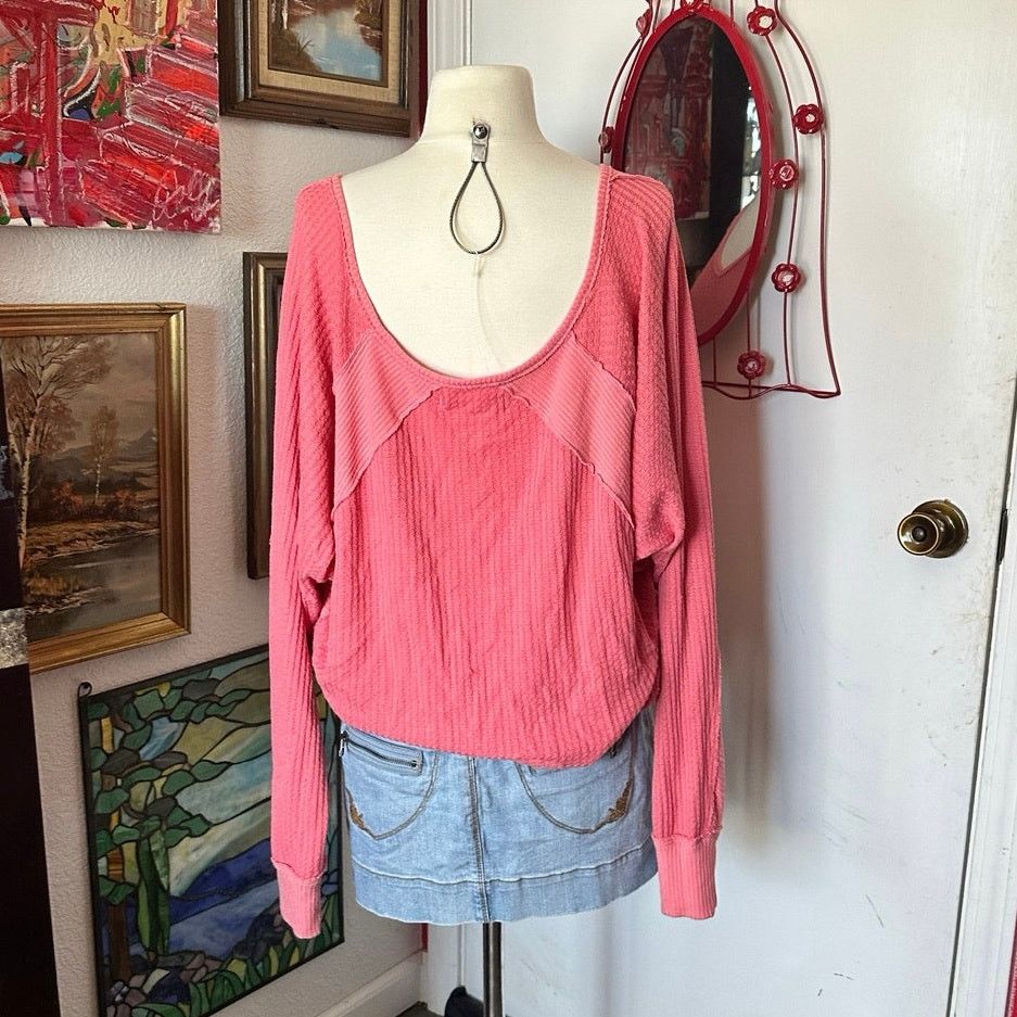 Free People we the free free people pink waffle knit long sleeve shirt Size M / US 6-8 / IT 42-44 - 3 Thumbnail