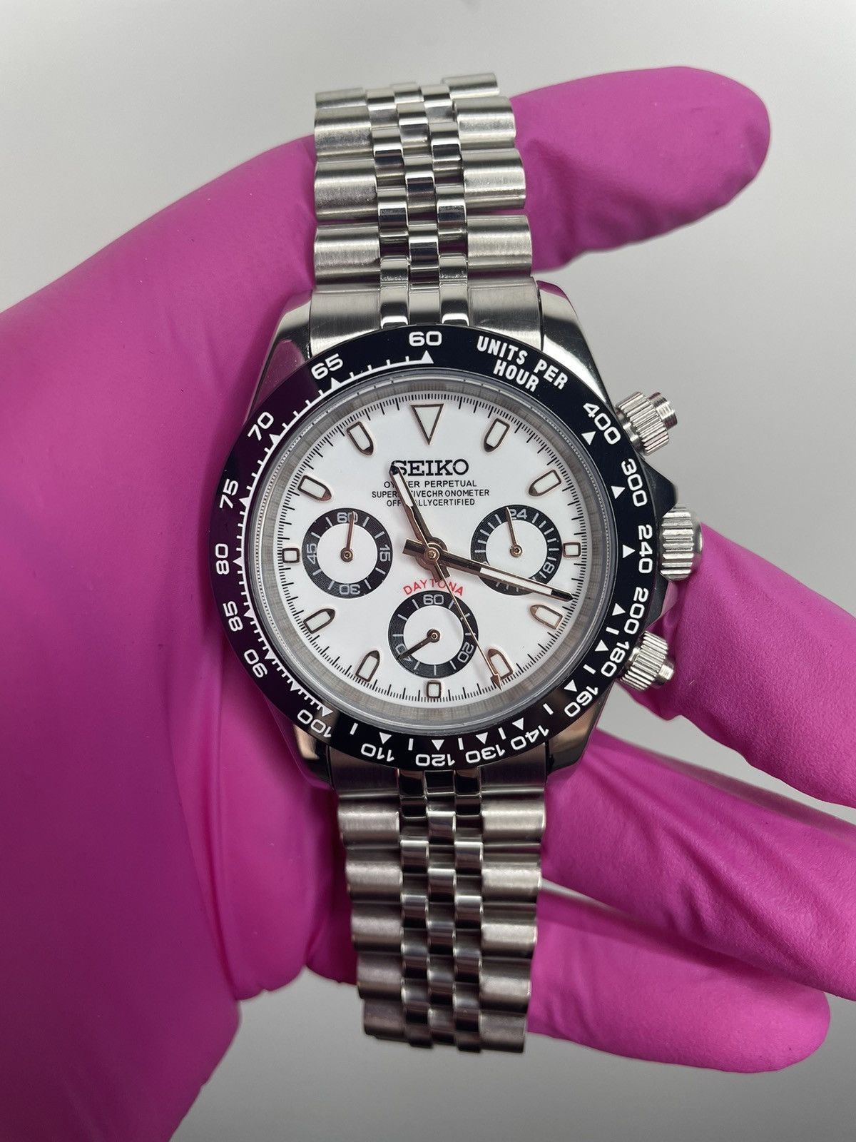 image of Seiko Panda Chronometer Watch Mod in Black, Men's