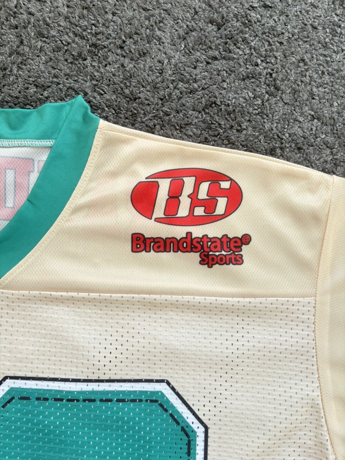 Japanese Brand Vintage oversize basketball 80 football cream green jersey Size US M / EU 48-50 / 2 - 7 Thumbnail