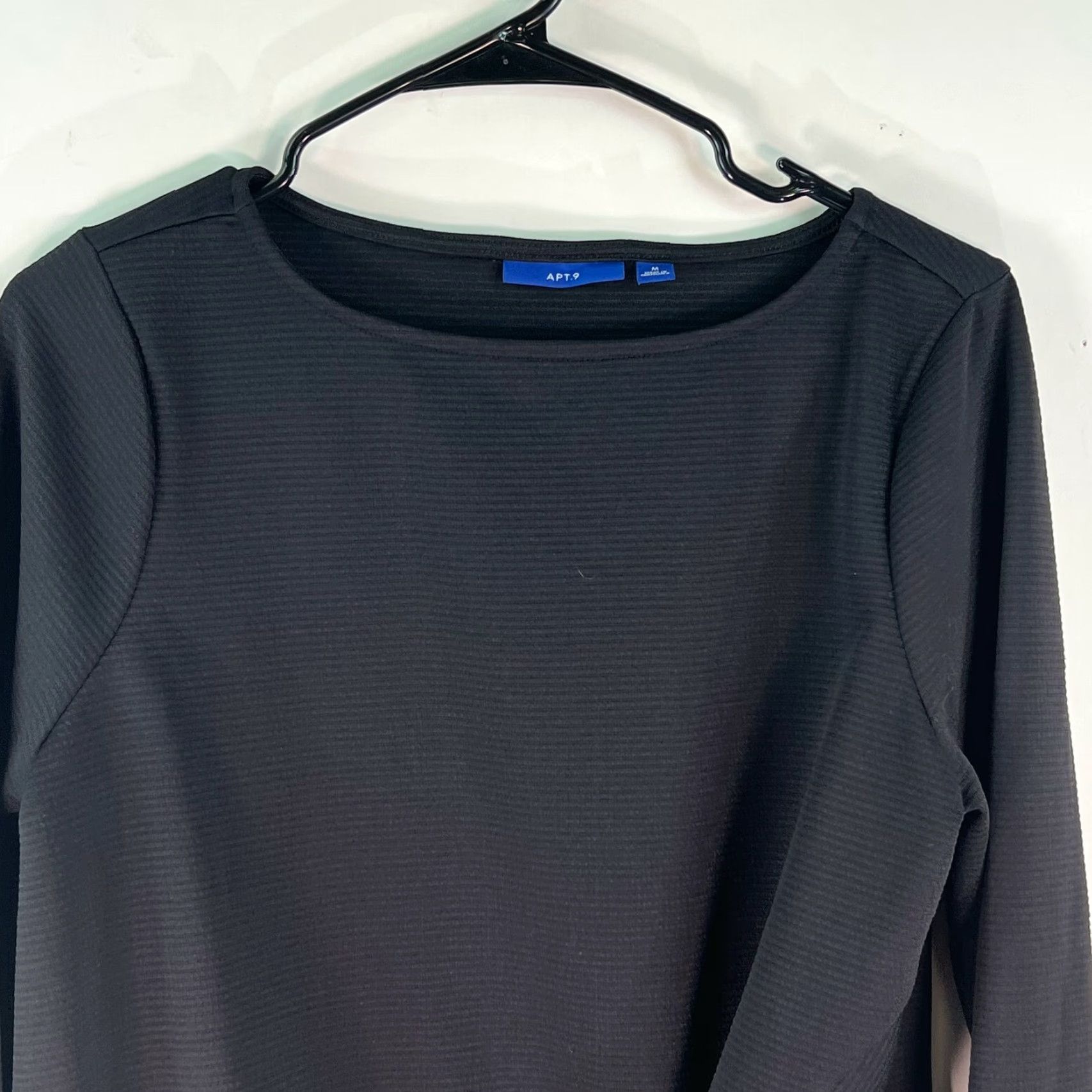 Apt. 9 Apt. 9 Womens Blouse Shirt Solid Black Round Neck Long Sleeve Front Knotted Size M Size M / US 6-8 / IT 42-44 - 3 Thumbnail