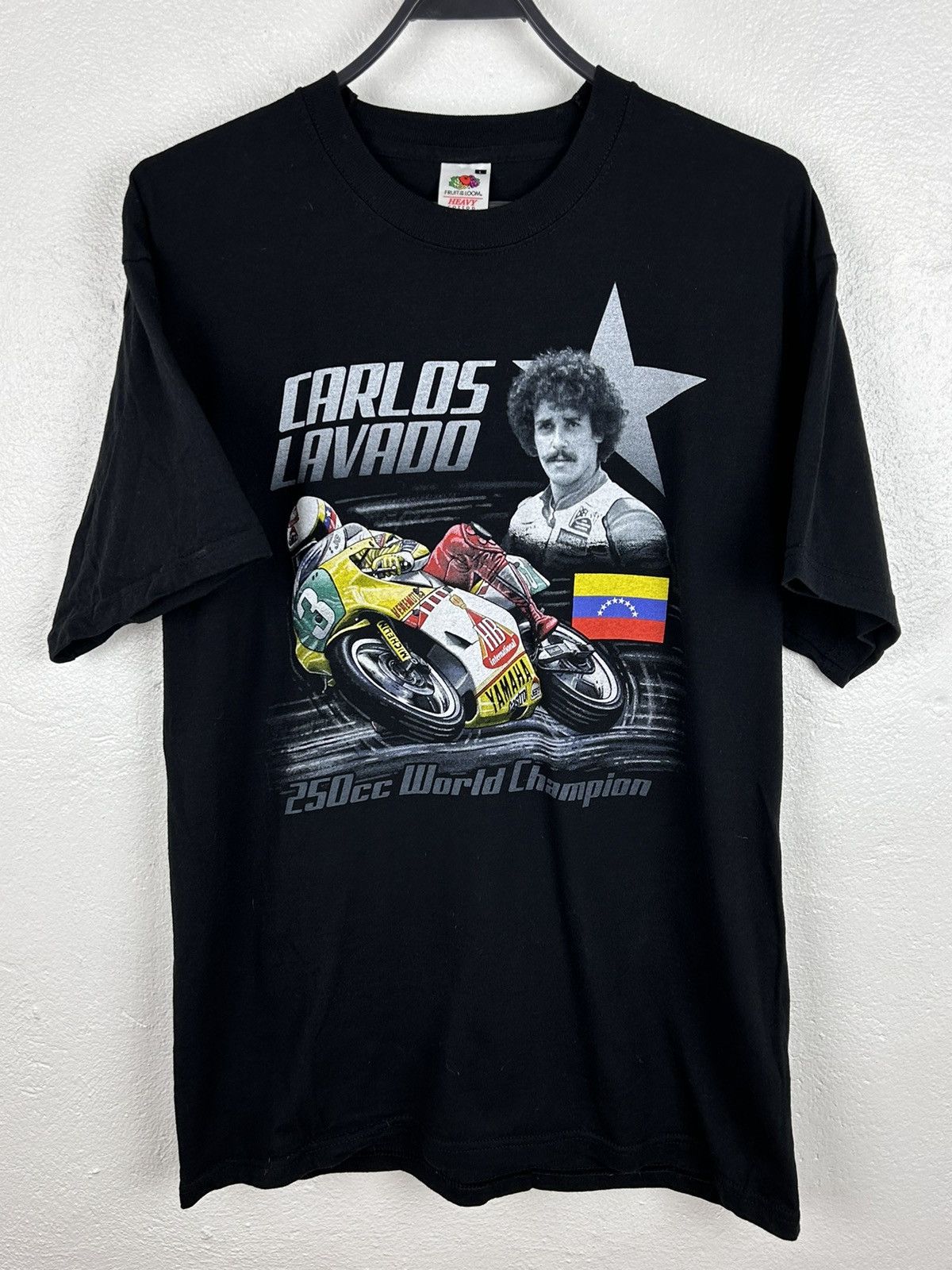 Vintage 00s Vintage Carlos Lavado 250cc Racing World Champion Tee Size US L / EU 52-54 / 3 - 1 Thumbnail