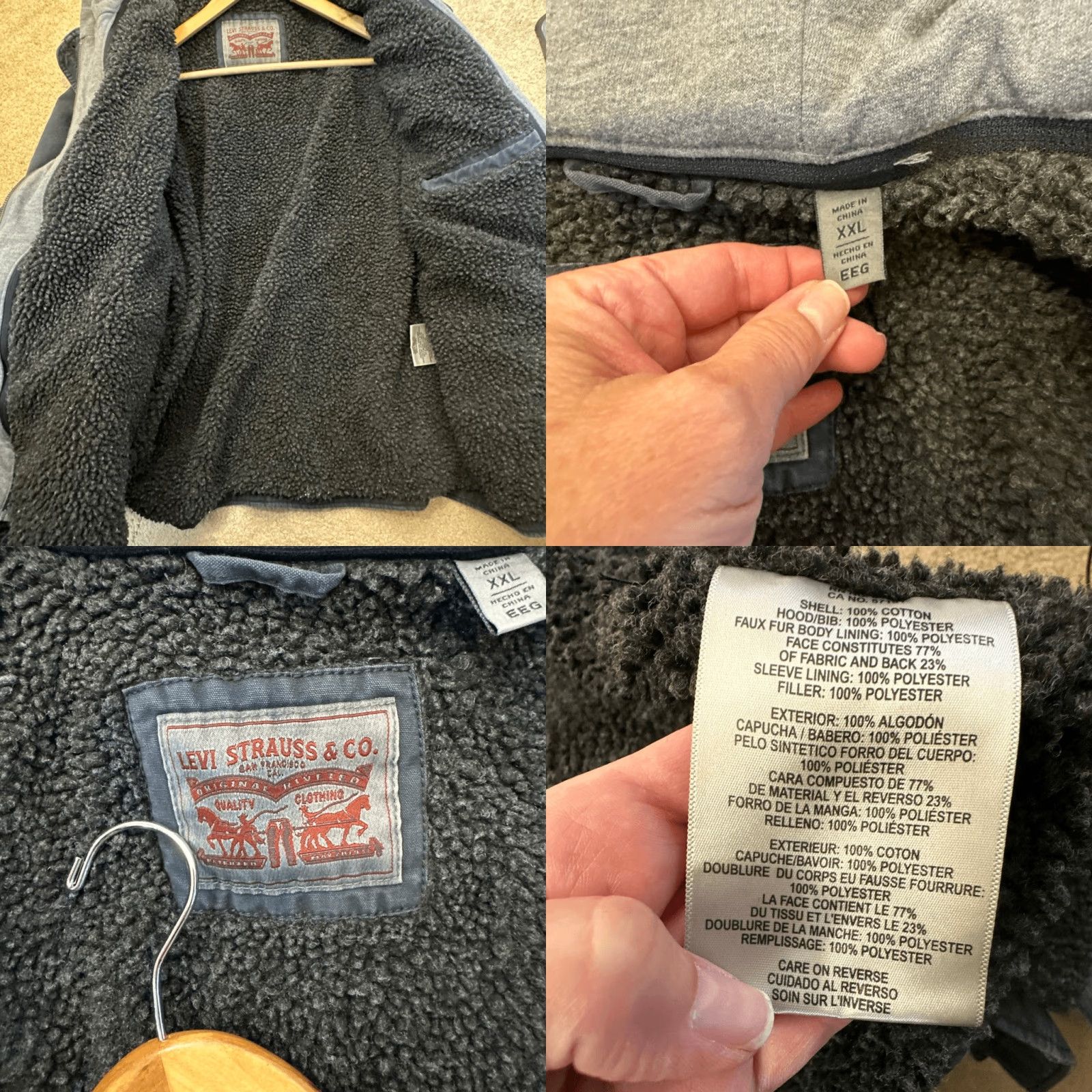 Levi's VINTAGE Levi’s Trucker Jacket Men’s 2XL Navy Faded Sherpa Lined Removable Liner Blue Black Exterior Military Jacket Mens Size US XXL / EU 58 / 5 - 8 Thumbnail