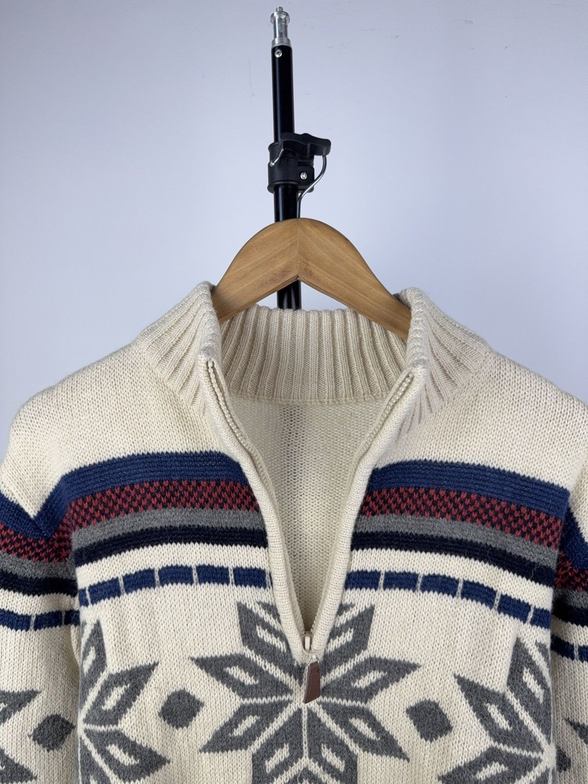 Other Vintage 90s Nordic Snowflake Wool Knit Sweater Half Zip L Size US L / EU 52-54 / 3 - 4 Thumbnail