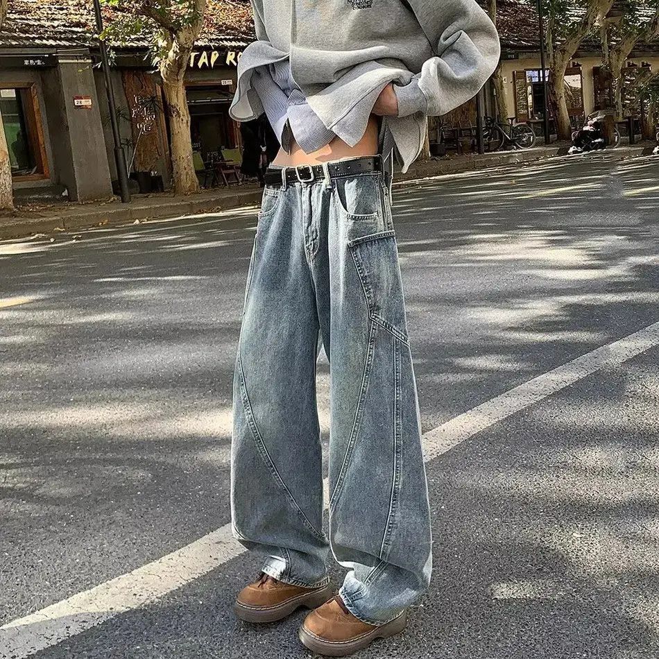 Japanese Brand Retro loose wide leg casual patchwork jeans Size US 32 / EU 48 - 3 Thumbnail