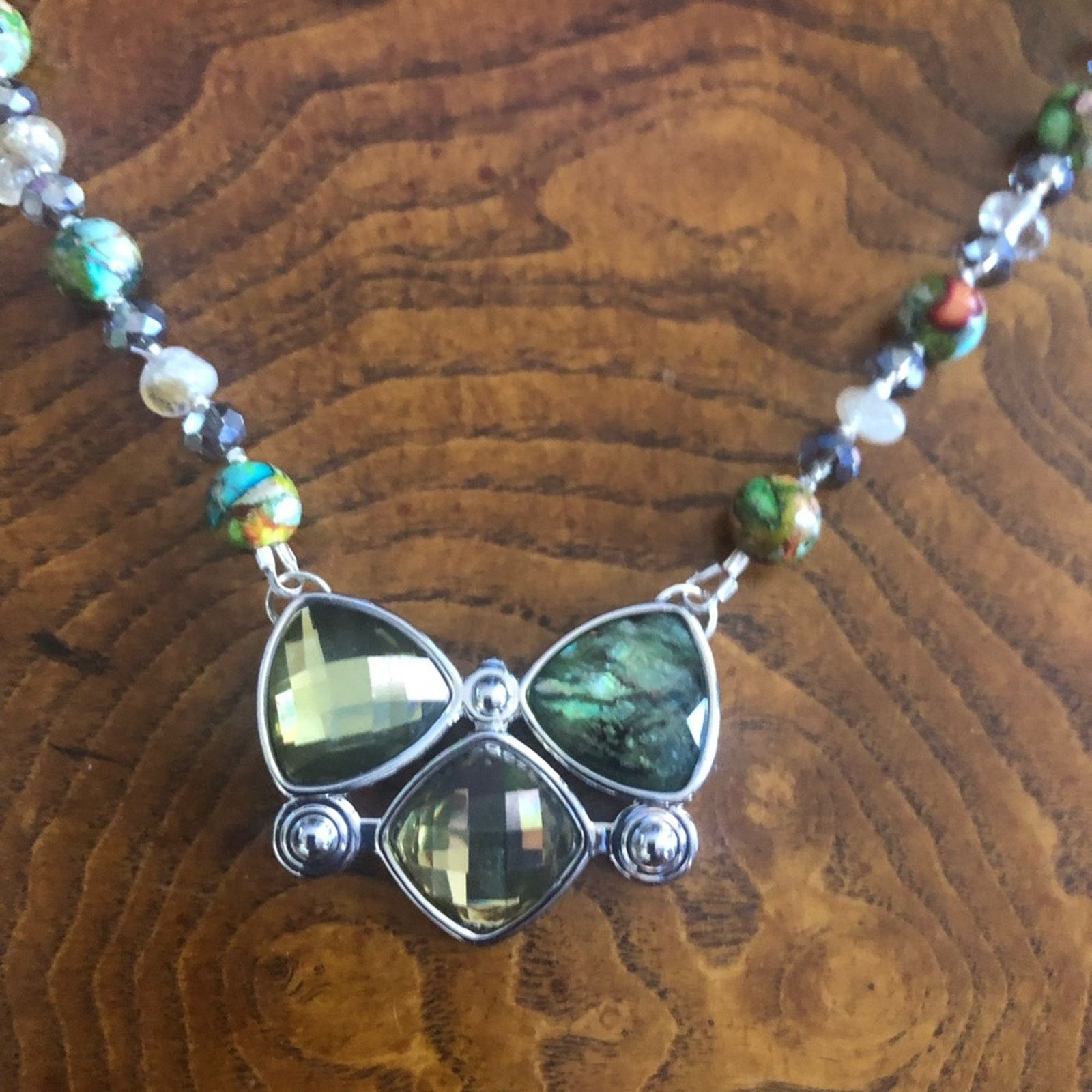 Handmade Handcrafted genuine stone cal silica citrine bow tie necklac Size ONE SIZE - 7 Thumbnail