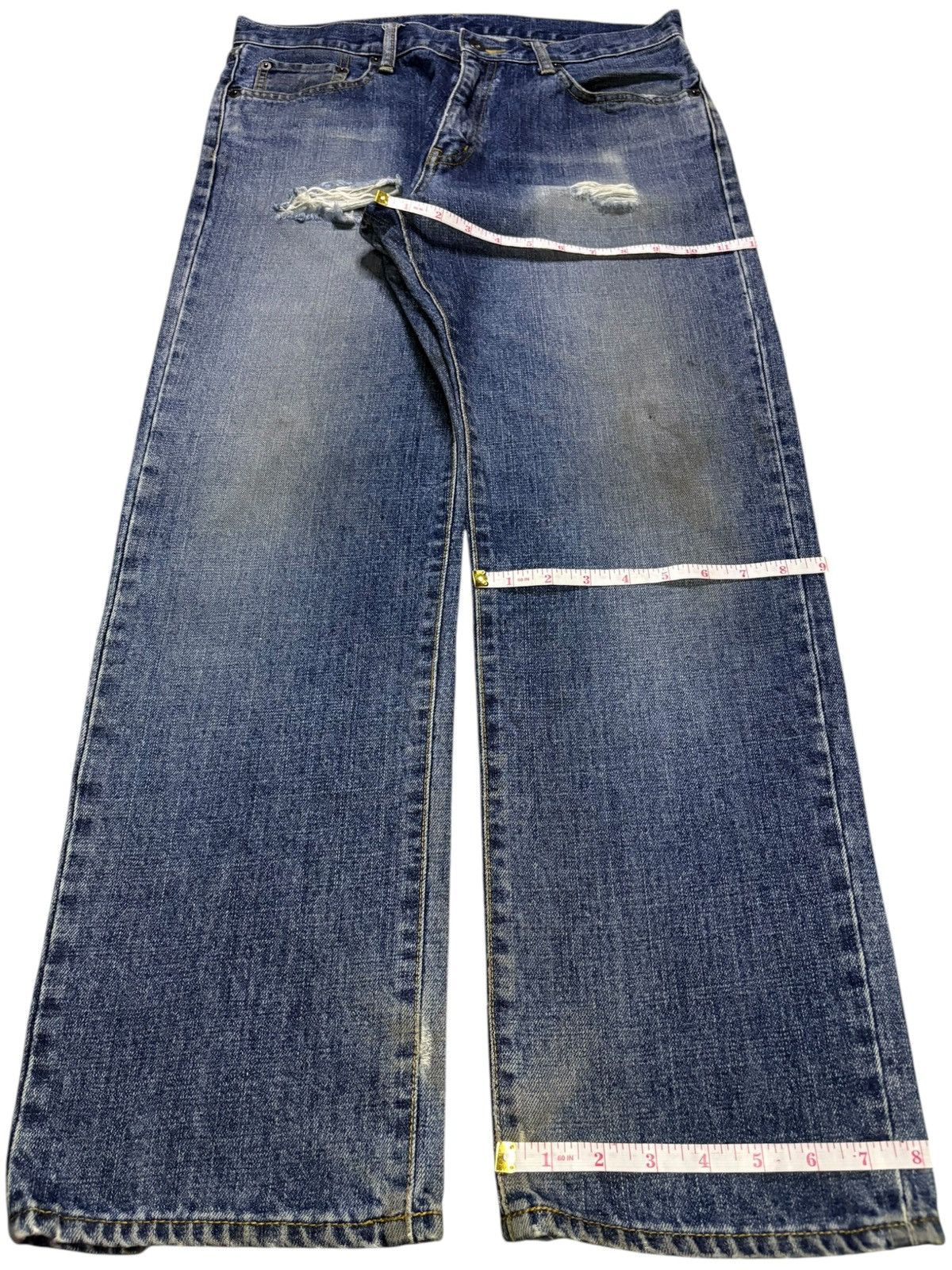 Japanese Brand Vintage Japanese Brand Mud Wash Distressed Loose Jeans Size US 33 - 14 Thumbnail