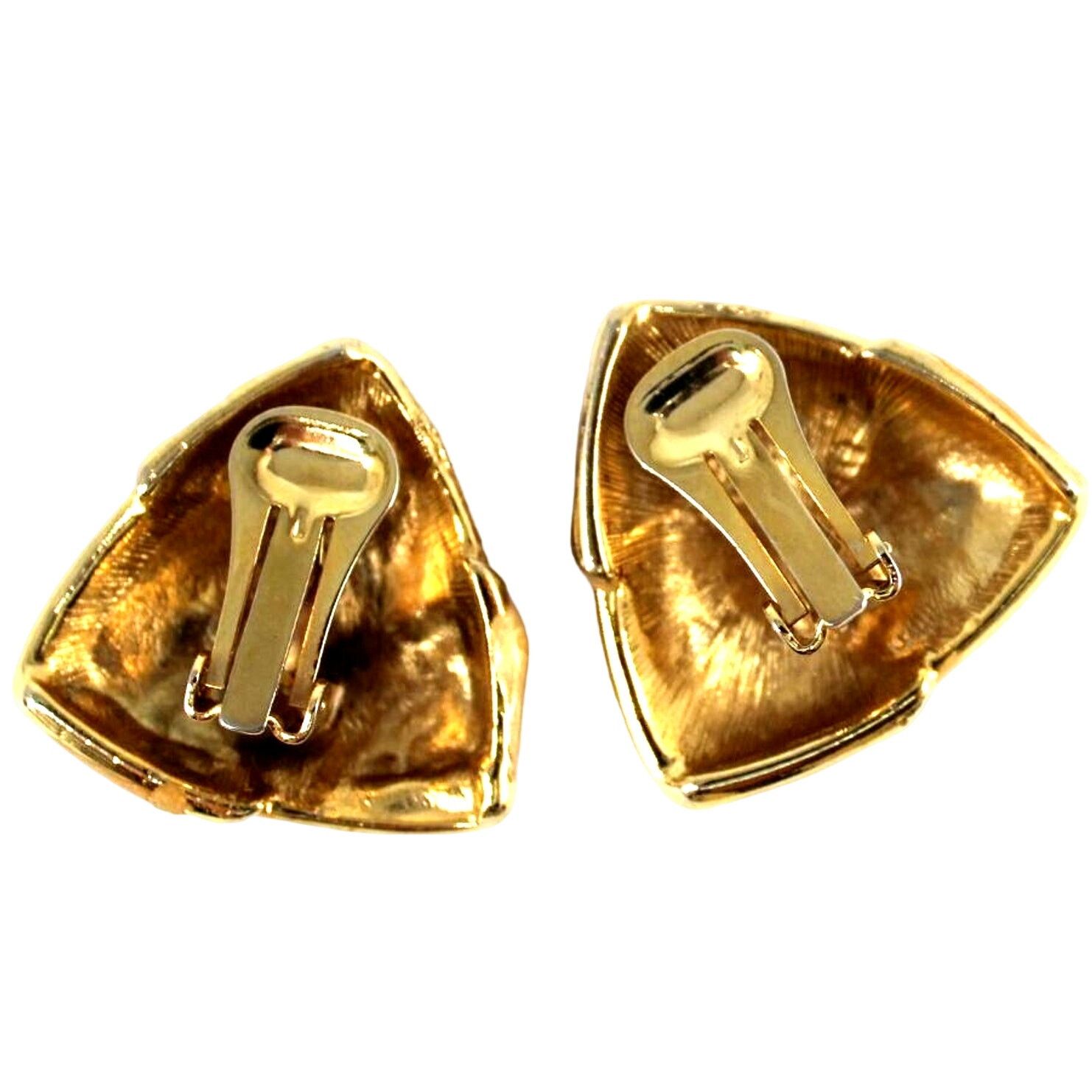 Other Vintage 1950s Inlaid Rust Beige Enamel Earrings • Clip On Size ONE SIZE - 2 Thumbnail