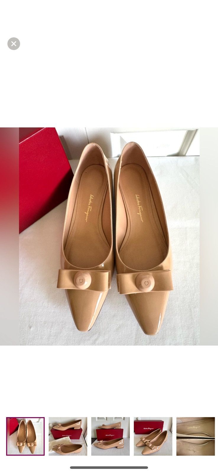 Salvatore Ferragamo SALVATORE FERRAGAMO Beige Patent Leather Pumps 8.5 Mint Size US 8.5 / IT 38.5 - 1 Thumbnail