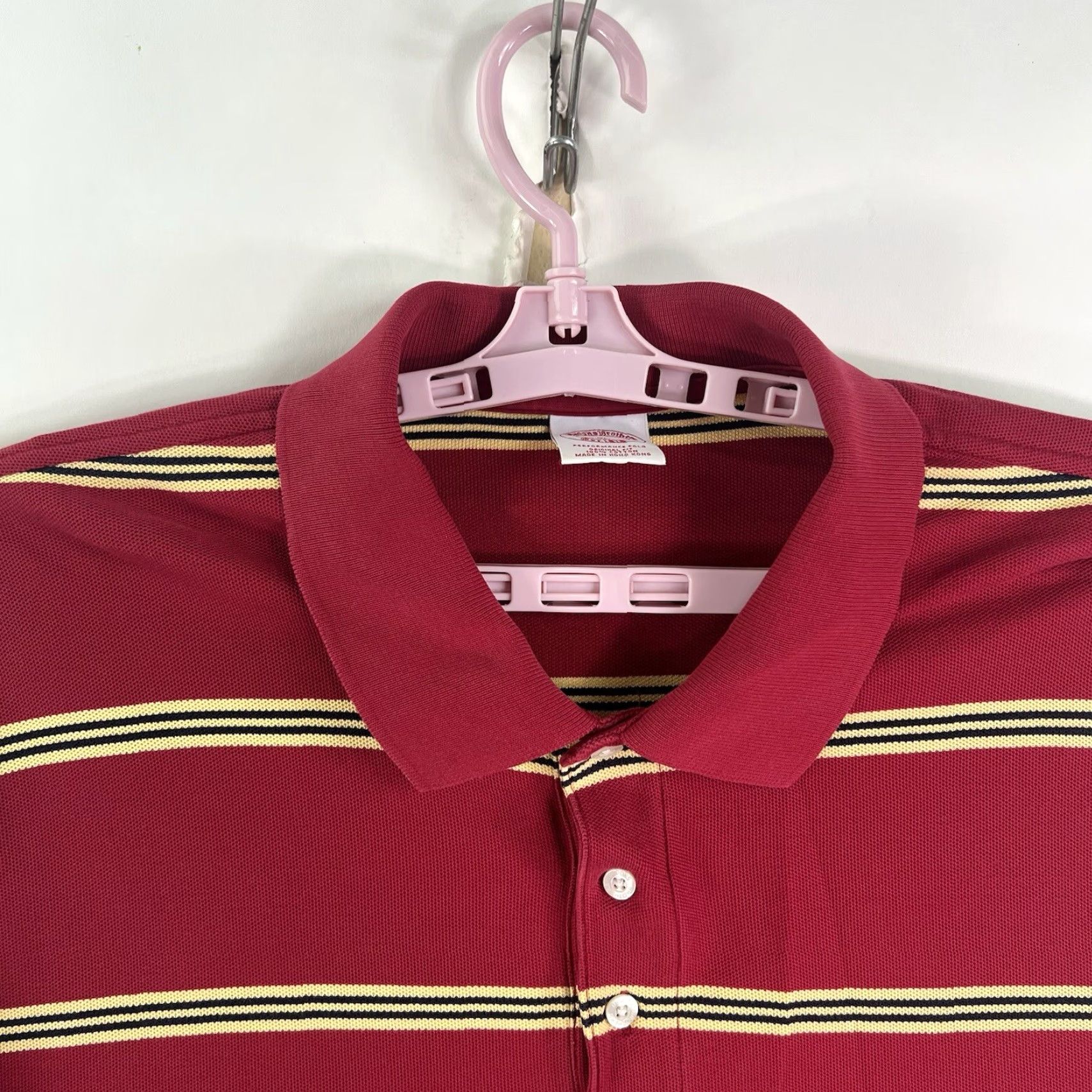Brooks Brothers Brooks Brothers Performance Striped Polo Shirt Mens XL Red Classic Preppy Size US XL / EU 56 / 4 - 3 Thumbnail