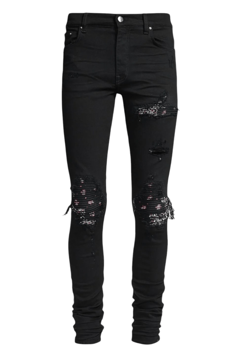 Amiri Amiri MX1 Bandana Patch Jeans Black Red Multi Size US 34 / EU 50 - 1 Thumbnail