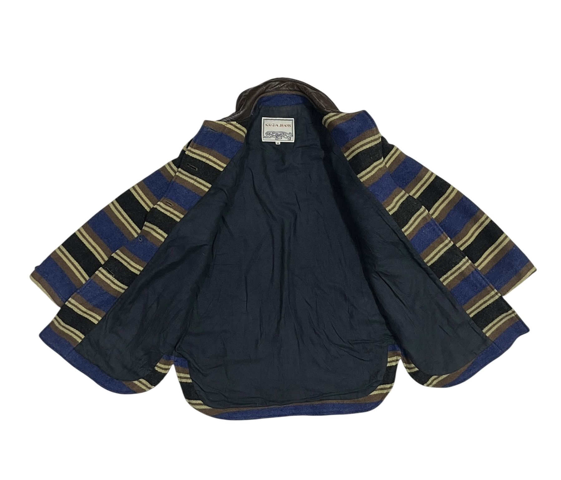 Krizia Uomo Krizia Jeans Made in Italy Wool Jacket Leather Collar Size US L / EU 52-54 / 3 - 9 Thumbnail