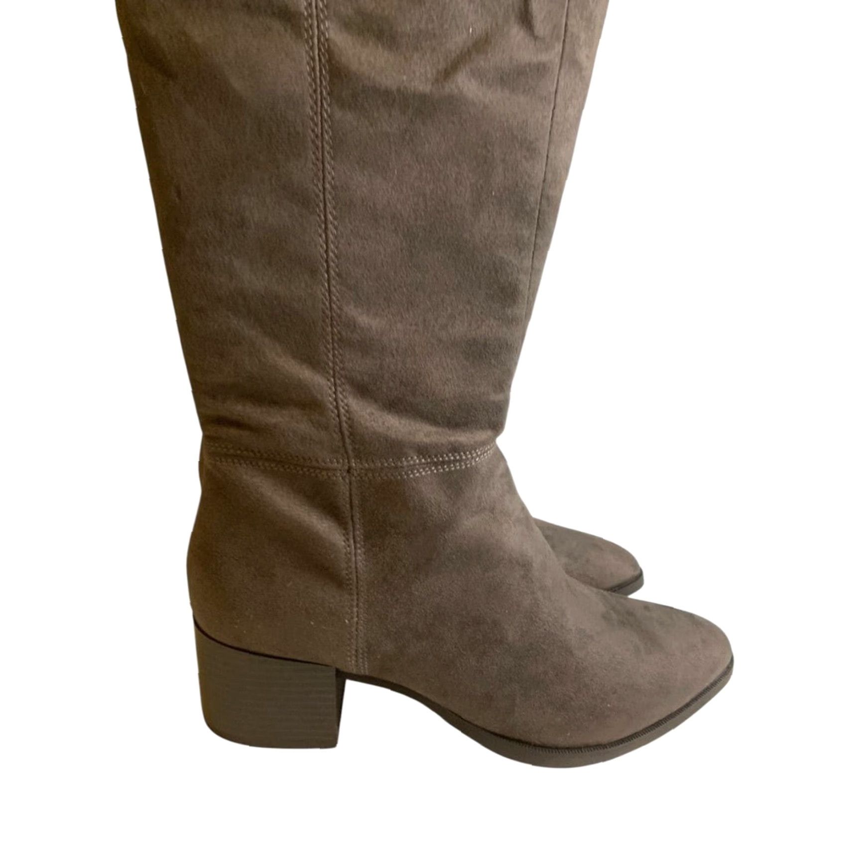 Vintage LifeStride Boots Knee High Gray Faux Suede 10M Daring Womens Soft System New Size US 10 / IT 40 - 3 Thumbnail