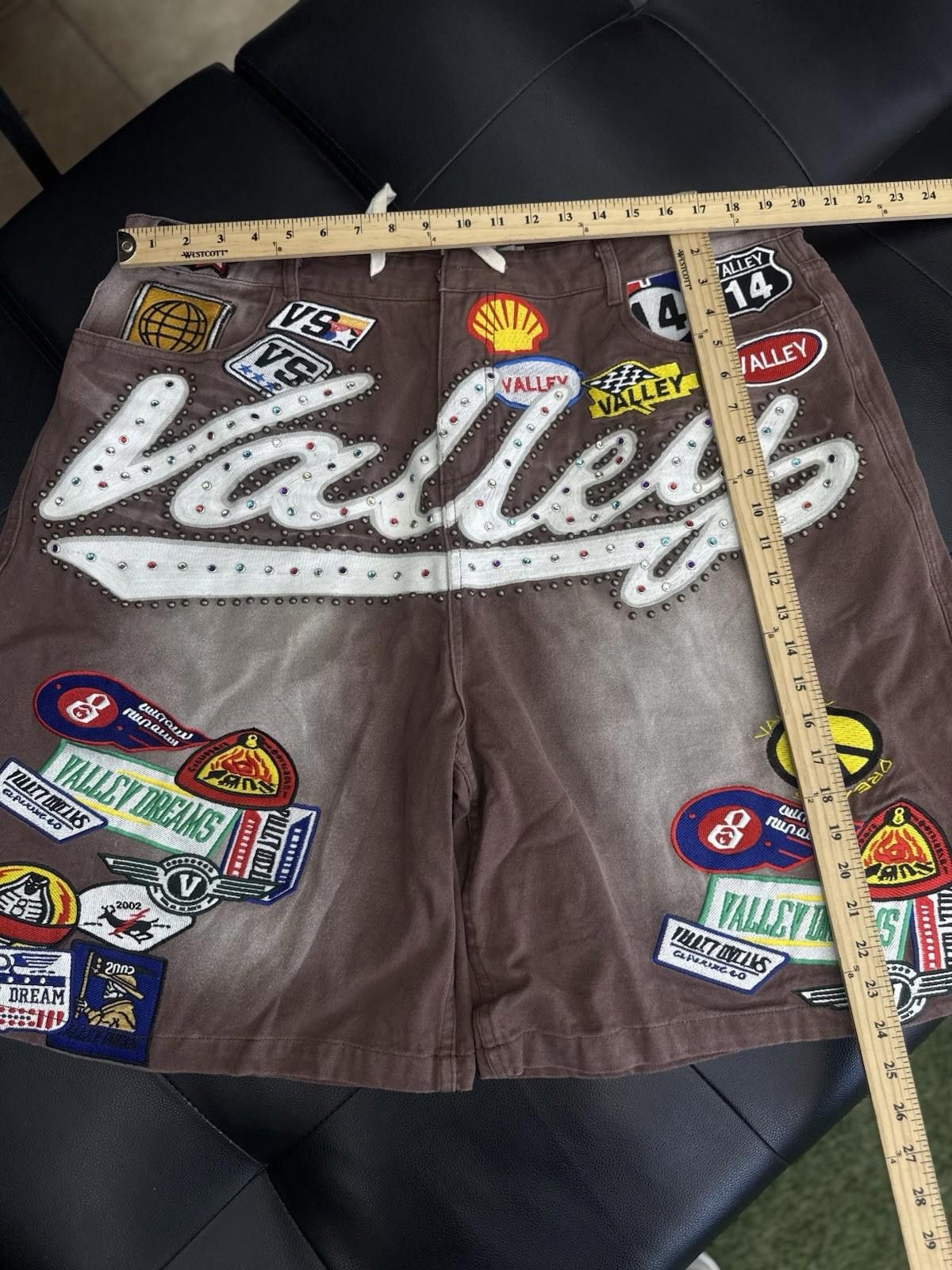 Vale Valley Brown Denim Patchwork Shorts Size 38 (Brand New) Size US 38 / EU 54 - 4 Thumbnail