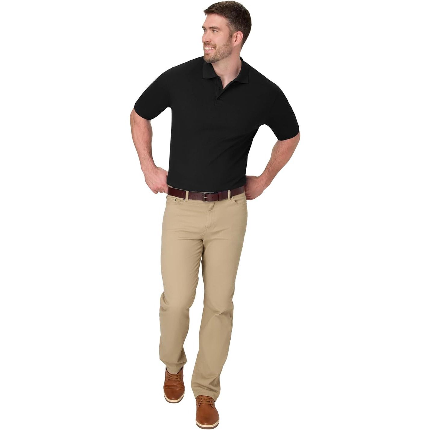 Hanes Hanes Mens 4XL Black PolyCotton Short Sleeve Polo Shirt Size US XXL / EU 58 / 5 - 5 Thumbnail