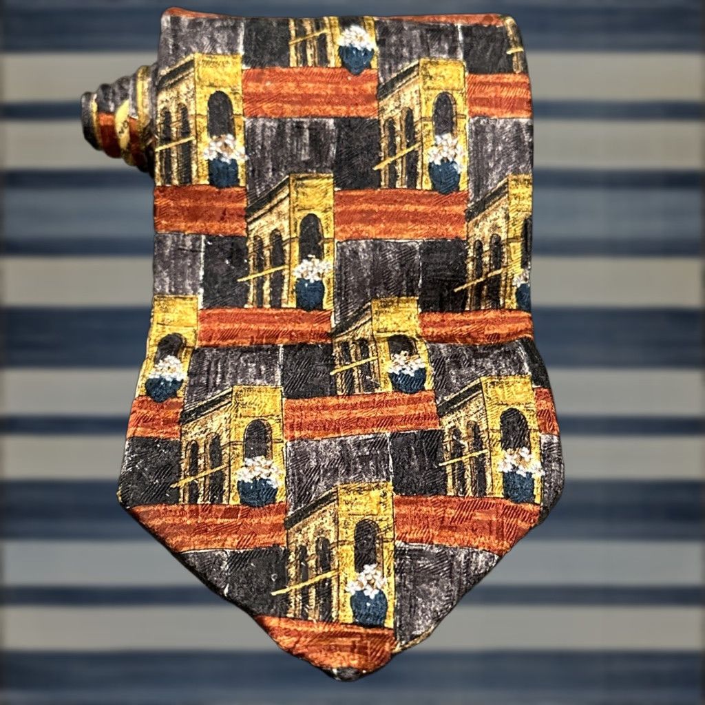 Ermenegildo Zegna ERMINOGLIDO ZEGNA Men's Silk Tie Geometric Pattern Multicolor Classic Italy One Size Size ONE SIZE - 1 Thumbnail