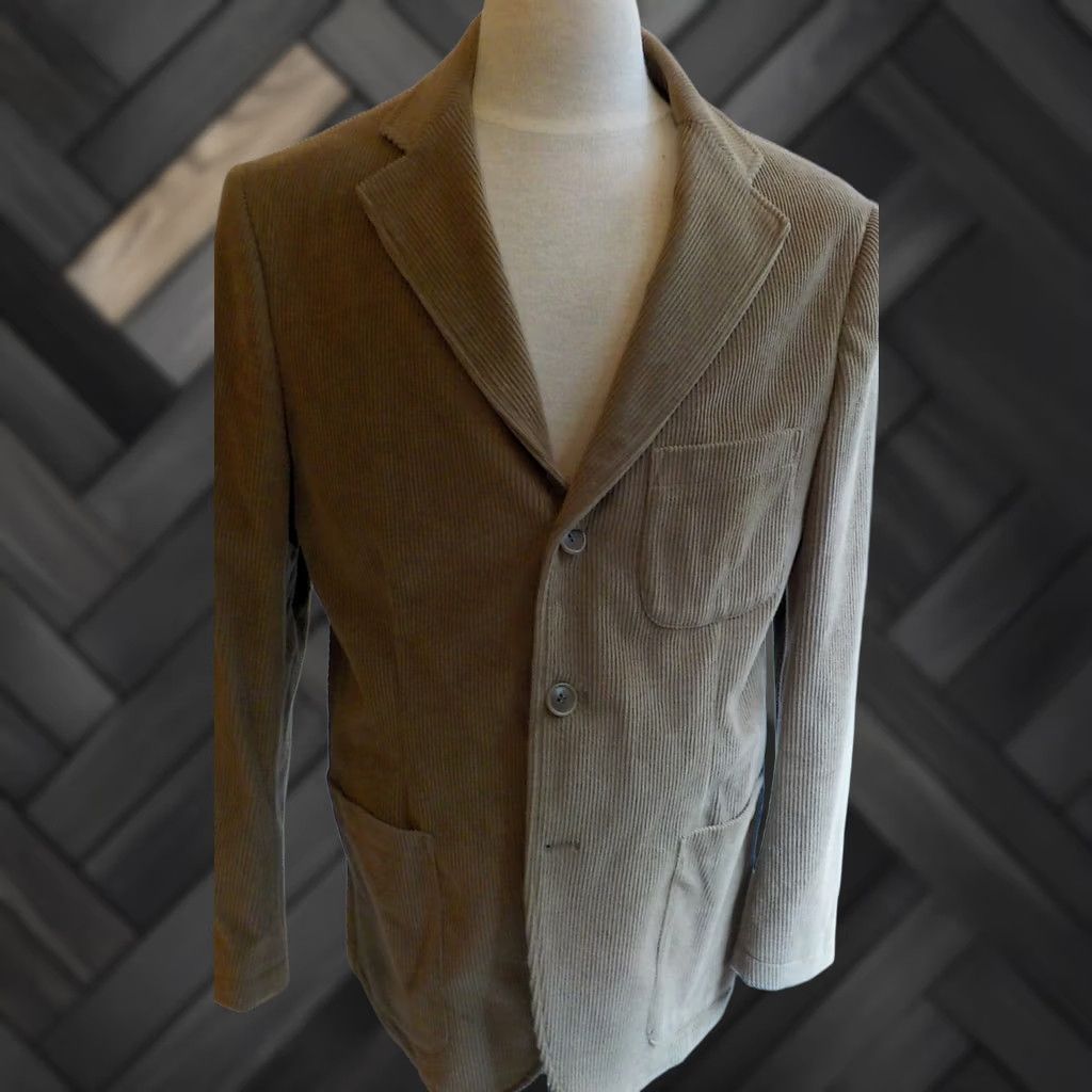 Faconnable FACONNABLE Blazer Medium Wale Corduroy 3 Button Tan Sz M Mens Corduroy Blazer 100% Cotton Size 40R - 1 Thumbnail