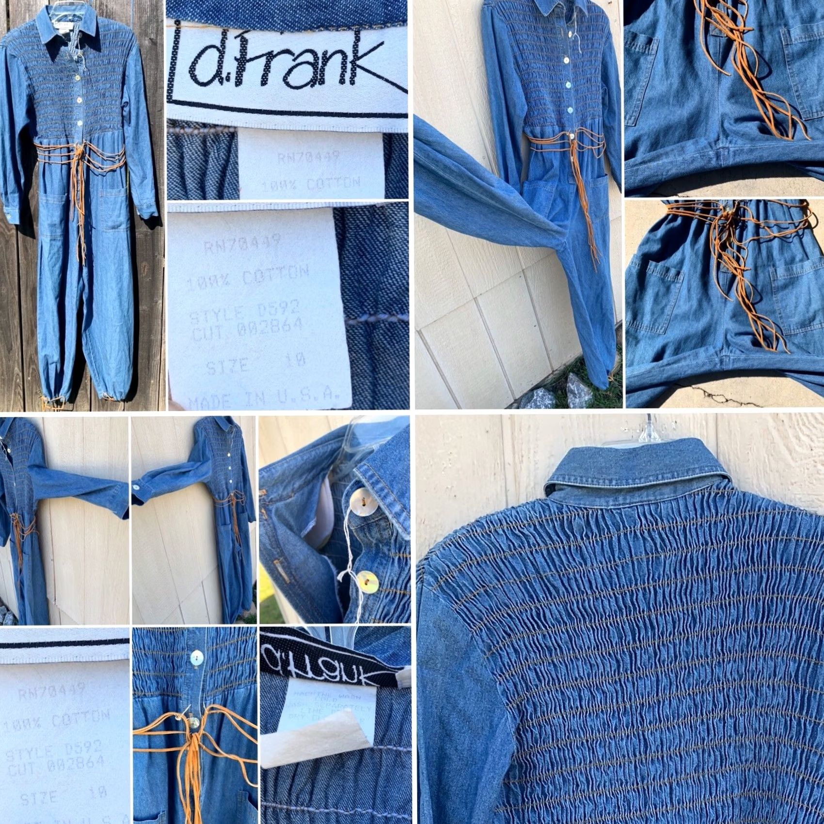Vintage VINTAGE d. Frank Denim Jumpsuit Shirt 10 80s 90s Made In USA Blue Womens/Mens (see pics) Size 32" / US 10 / IT 46 - 4 Thumbnail