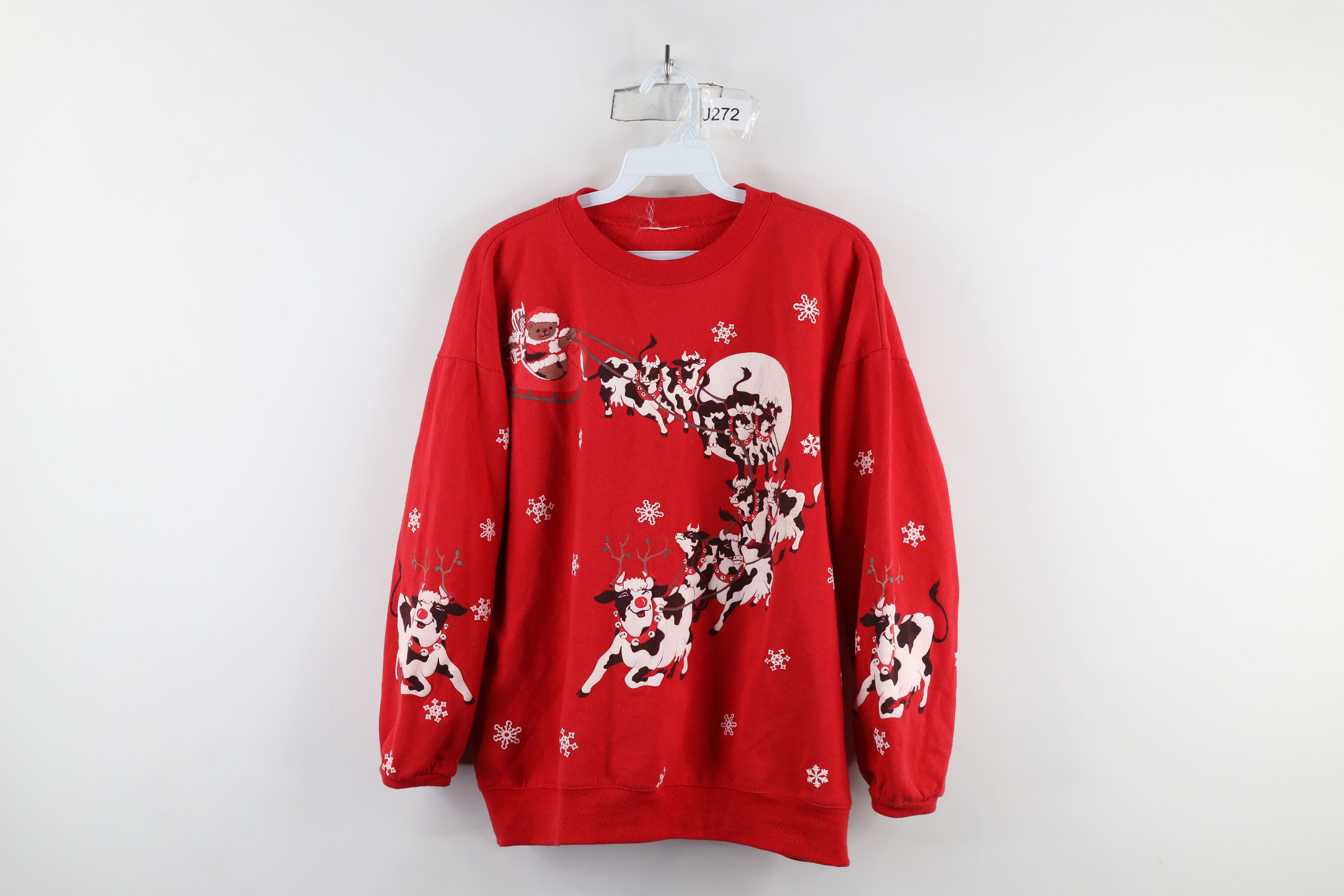 Vintage Vintage 90s Streetwear Christmas Bear Cow Sweatshirt USA Size XL / US 12-14 / IT 48-50 - 1 Thumbnail