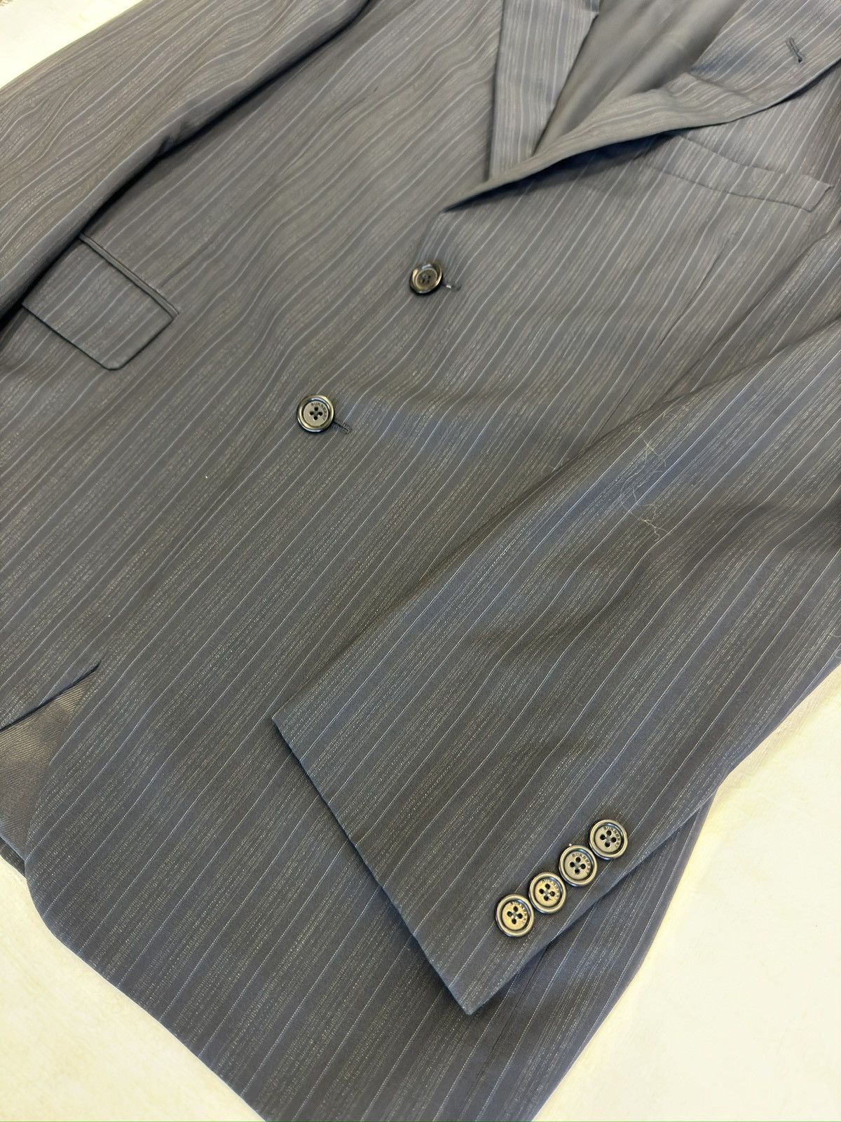 Burberry Burberry London Wool Shadow Stripe Jacket in Navy 40R Size 40R - 2 Thumbnail