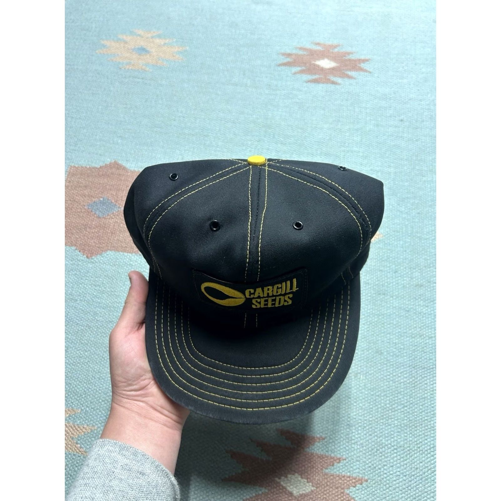 Vintage VINTAGE 80s Snapback Hat Cap Cargill Seeds Farm Patch USA Made Black MEN Adjustable Unbranded USA Theme Read Size ONE SIZE - 3 Thumbnail