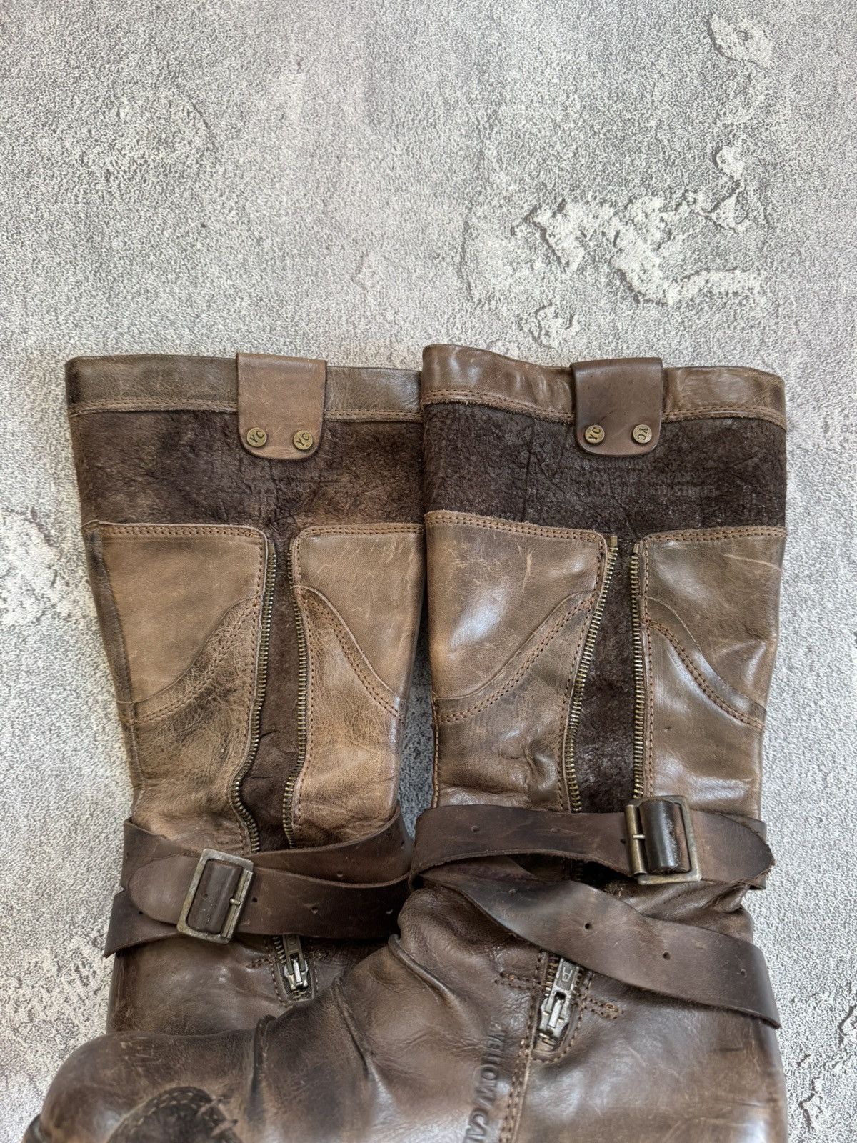 Designer × Vintage Yellow Cab 40size brown leather biker high shoes boots punk Size US 10 / IT 40 - 18 Thumbnail