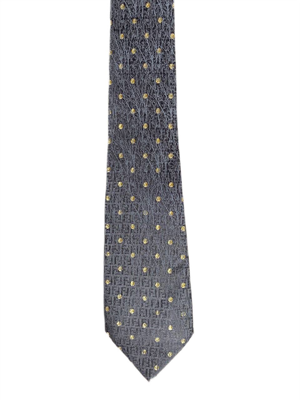 Fendi Fendi FF Jacquard Logo Monogram Moon Casual Silk Tie Size ONE SIZE - 2 Thumbnail