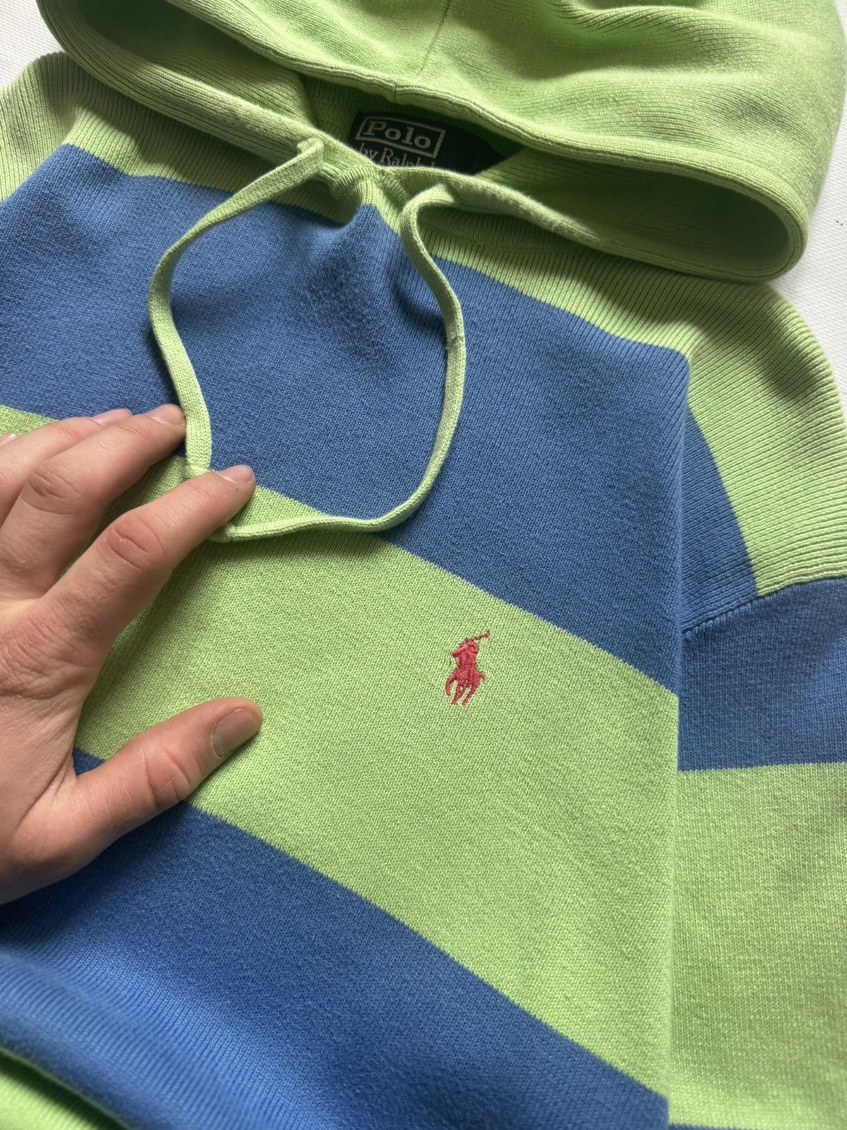 Polo Ralph Lauren Polo Ralph Lauren Green Striped Hoodie Vintage Streetwear Size US M / EU 48-50 / 2 - 4 Thumbnail
