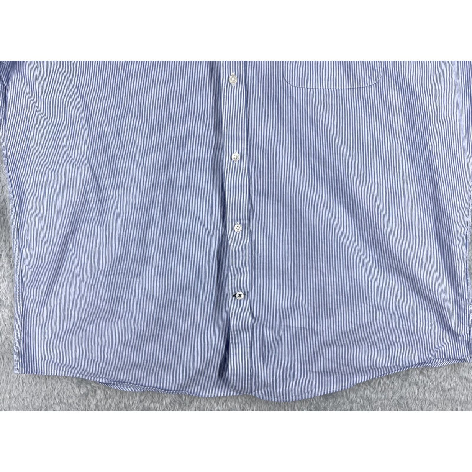 Tommy Hilfiger Tommy Hilfiger Shirt Men XL Blue Stripe Button-Up Long Sleeve with Pocket - 44 Chest, Cotton, Relaxed Fit Size US XL / EU 56 / 4 - 5 Thumbnail
