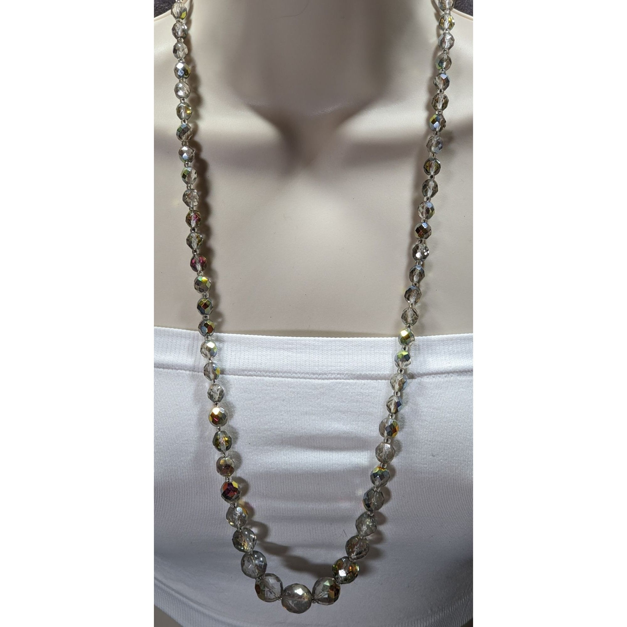Other Vintage Aurora Borealis Faceted Crystal Bead Necklace Size ONE SIZE - 3 Thumbnail