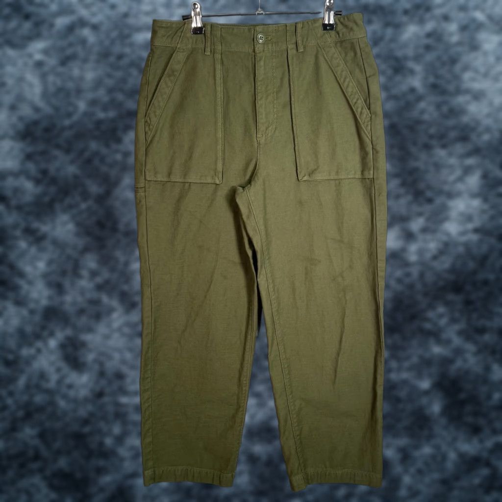J.Crew J.CREW Pants Womens 4 Olive Green Utility Straight Leg 100% Cotton Chino Twill Pockets Size 27" / US 4 / IT 40 - 1 Thumbnail