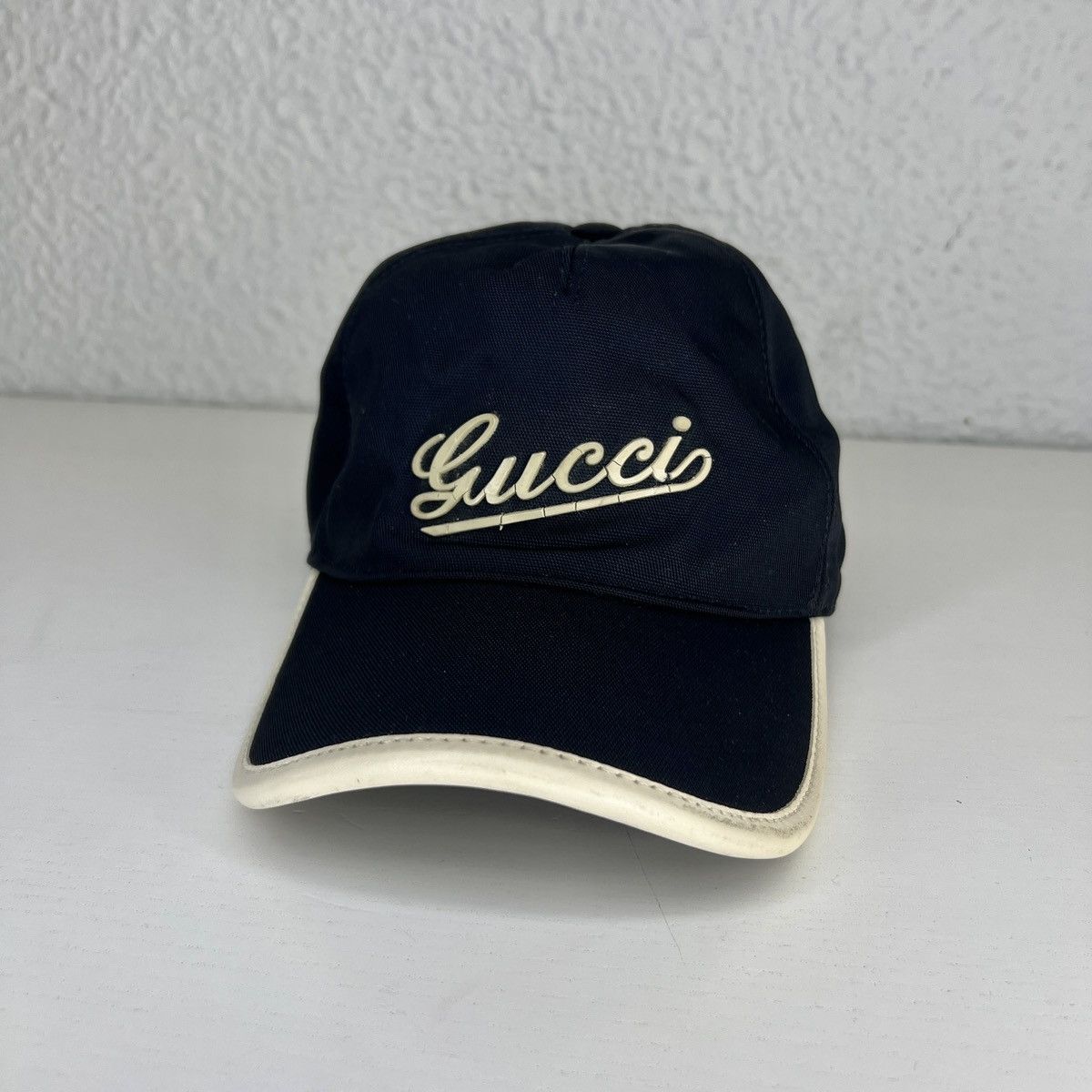 Gucci Gucci Baseball Cap Hat Spellout Big Logo Dark Navy Nylon Size ONE SIZE - 1 Thumbnail