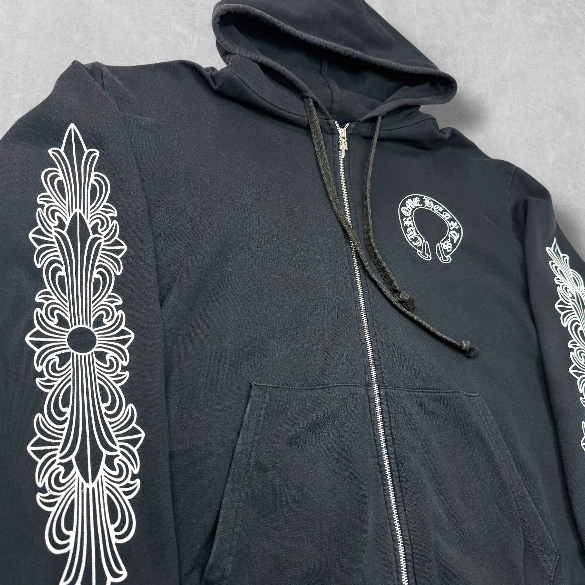 Chrome Hearts Horseshoe Floral Sleeve Zip Up XXL