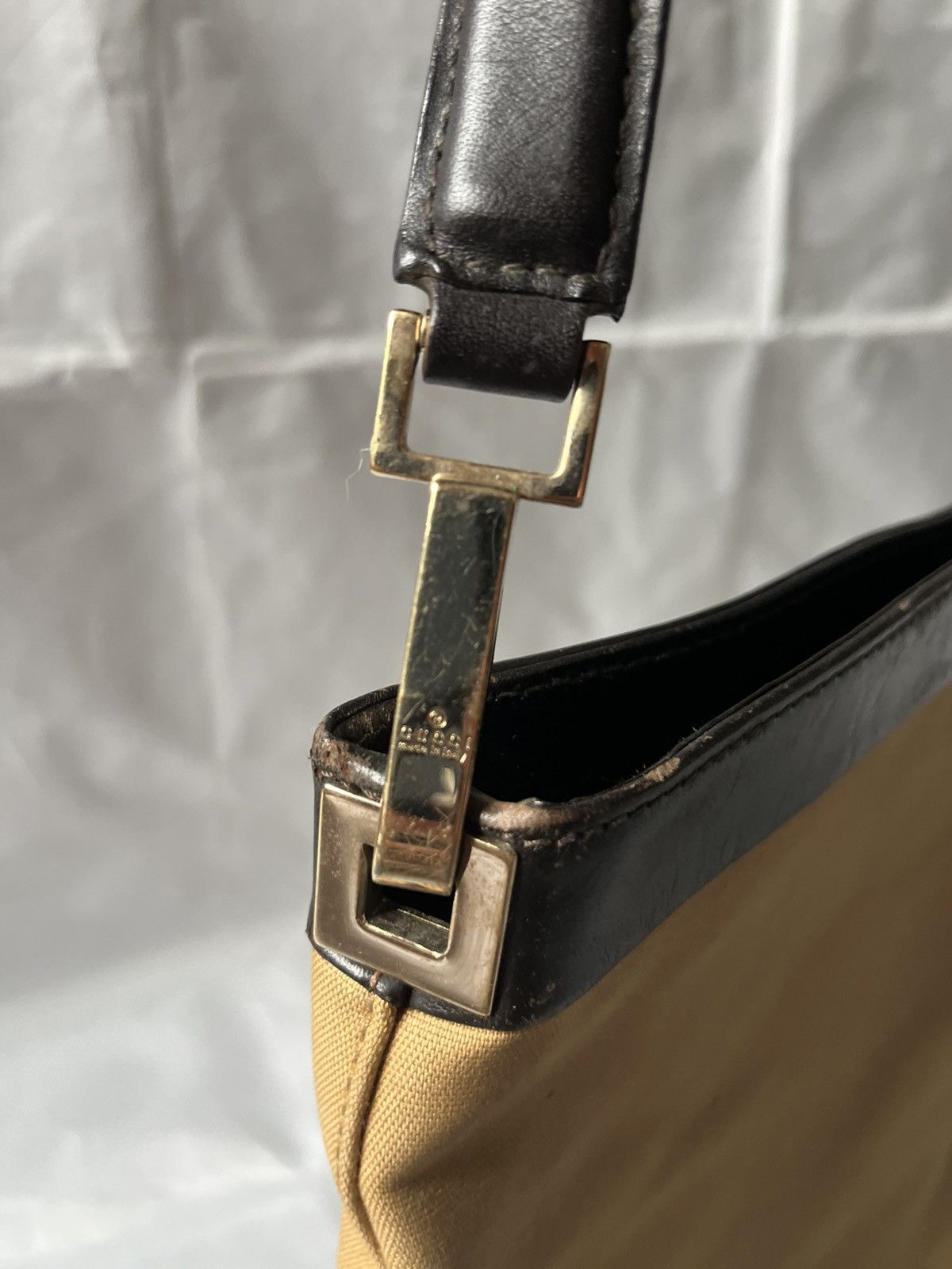 Gucci GUCCI Web Sherry Line Shoulder Bag Canvas Beige Gold Size ONE SIZE - 6 Thumbnail