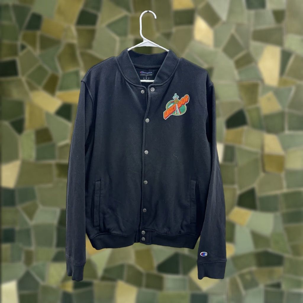 Champion Champion Bomber Jacket Sports 90s Black Snap Up Patch Basketball Men Small VINTAGE Size US S / EU 44-46 / 1 - 1 Thumbnail