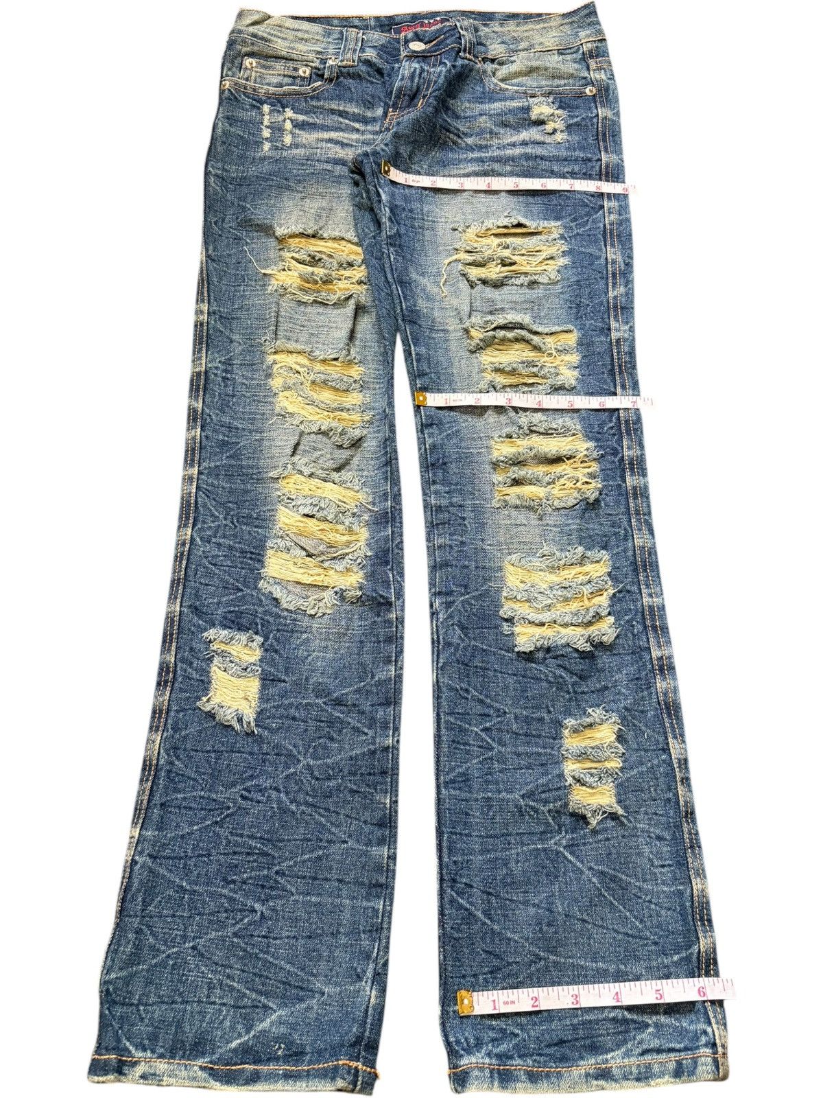 Acne Studios Vintage Japanese Brand Low Rise Heavy Distress Jeans Size 29" - 8 Thumbnail