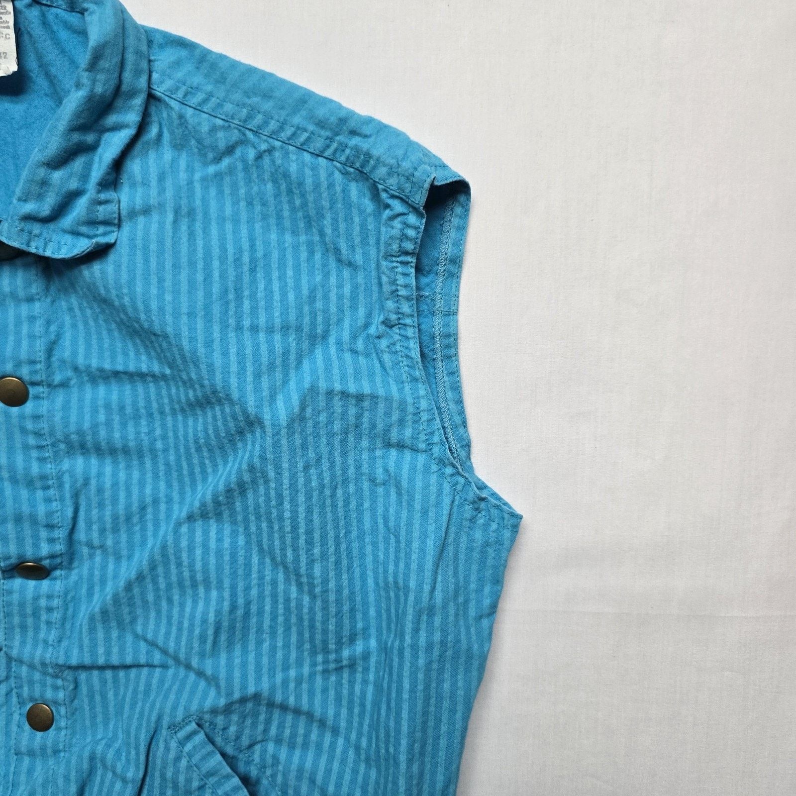 Vintage Vintage Chemin de Fer Vest M Blue Striped Snap Shirt 80s Size M / US 6-8 / IT 42-44 - 5 Thumbnail