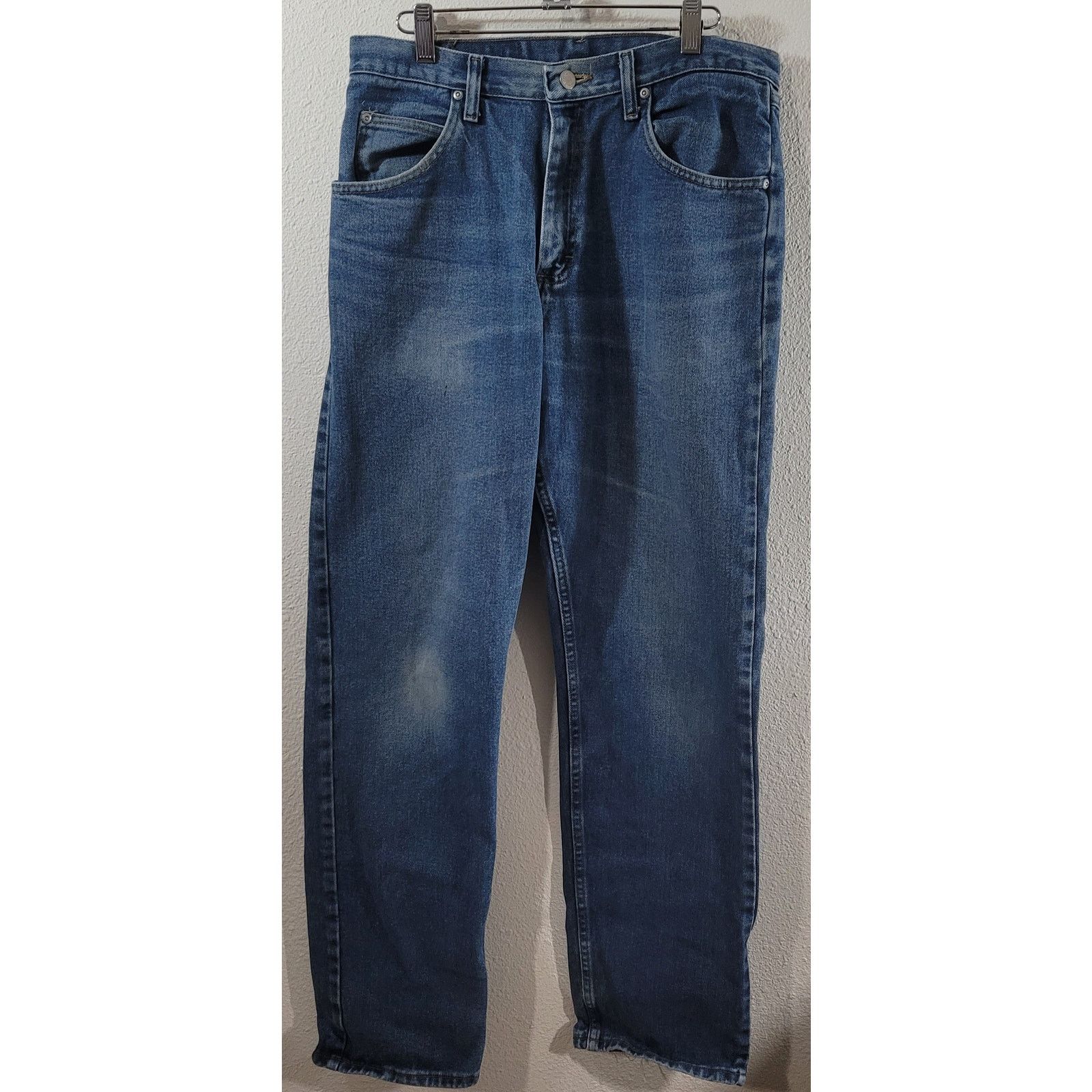 Wrangler Wrangler Blue Denim Jeans 32 X 34 5 Pocket Straight Leg Size US 32 / EU 48 - 1 Thumbnail