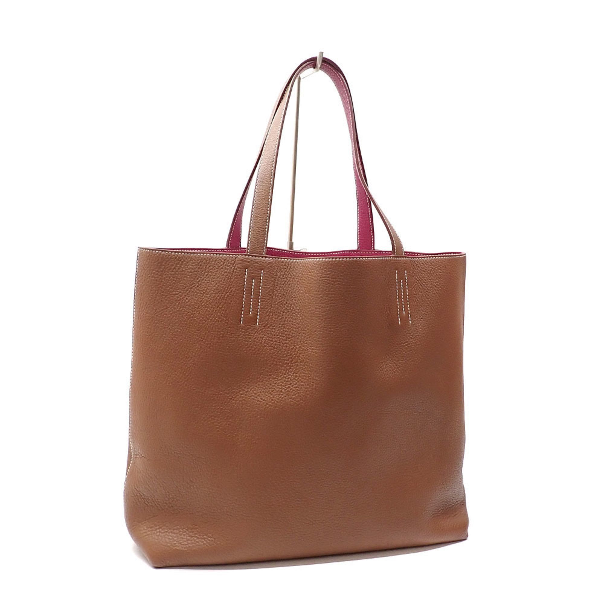 image of Hermes Double Sens 45 Tote Bag For Women, Tosca, Marrond'indy, Taurillon Clemence, Hermes, Hand, Le