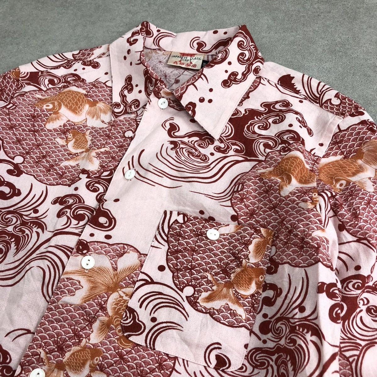 Japanese Brand 🇯🇵Vintage Japanese Classic Script Fish Koi Hawaiian Shirt Size US M / EU 48-50 / 2 - 4 Thumbnail