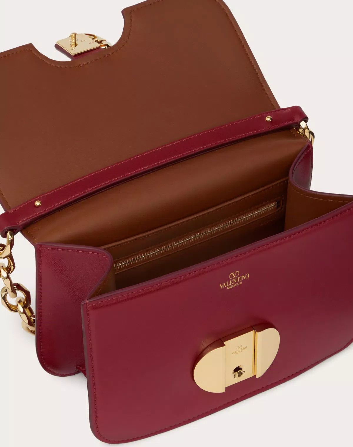 Valentino oc11z0725 Size:OS/Leather Shoulder Bag With Chain in Red Size ONE SIZE - 6 Thumbnail