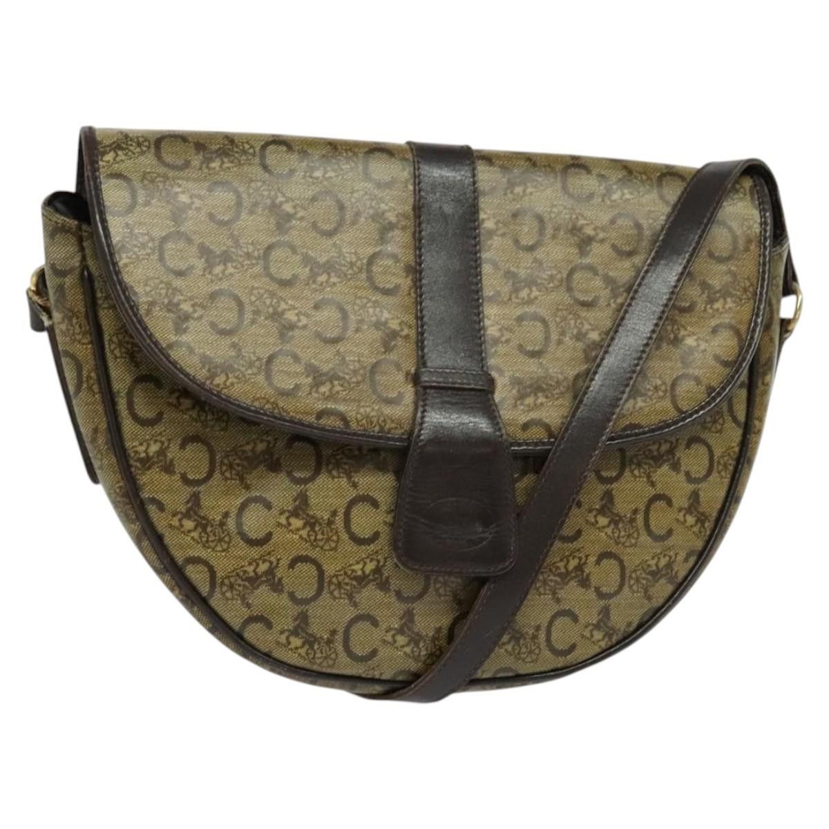 CELINE C Sulky Shoulder Bag Pvc Beige Gold